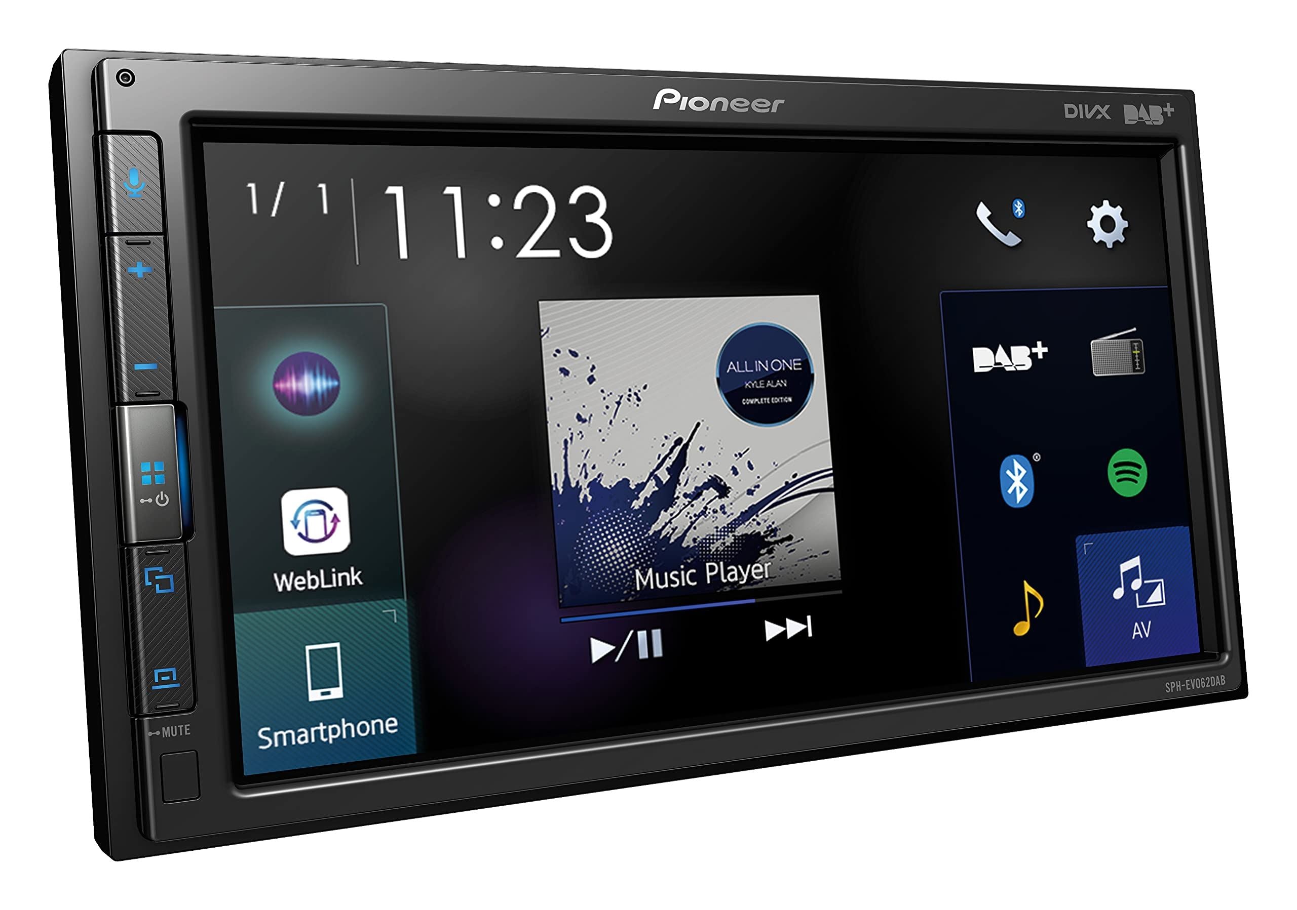 Pioneer SPH-EVO62DAB-UNI - 6.8" Bluetooth DAB USB Apple Carplay Android Auto Spotify Floating Effect Single Din Car Stereo Screen