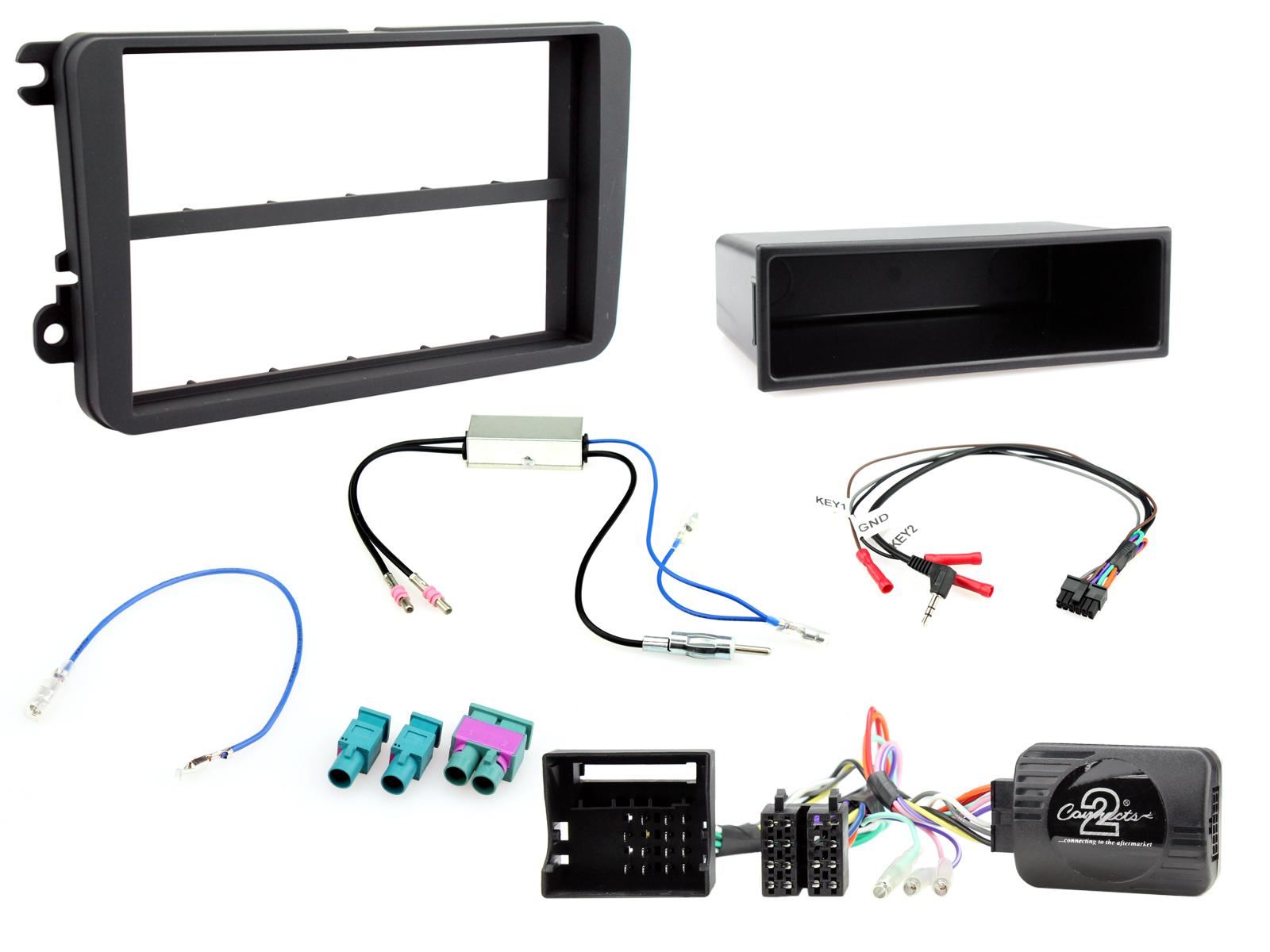 Connects2 CTKVW04 - Volkswagen Golf/EOS 2004 - 2012 Single Din Fascia & Steering Wheel Interface Installation Kit