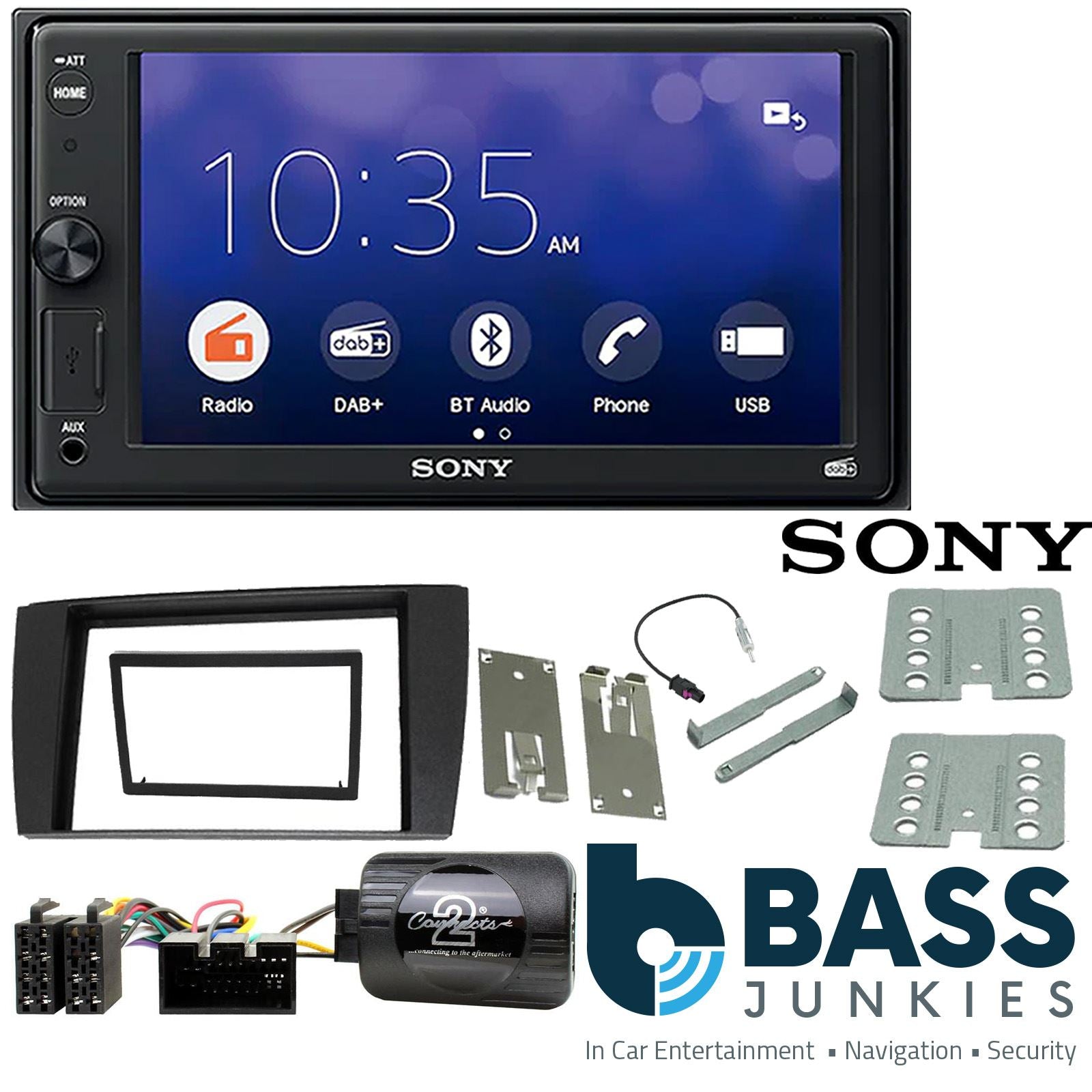 SONY XAV-1550D DAB+ Smart Bluetooth Car Radio + Stereo fitting kit + Steering Wheel Controls Loom for Jaguar X-Type 2002-2008 | Jaguar S-Type 2002-2008
