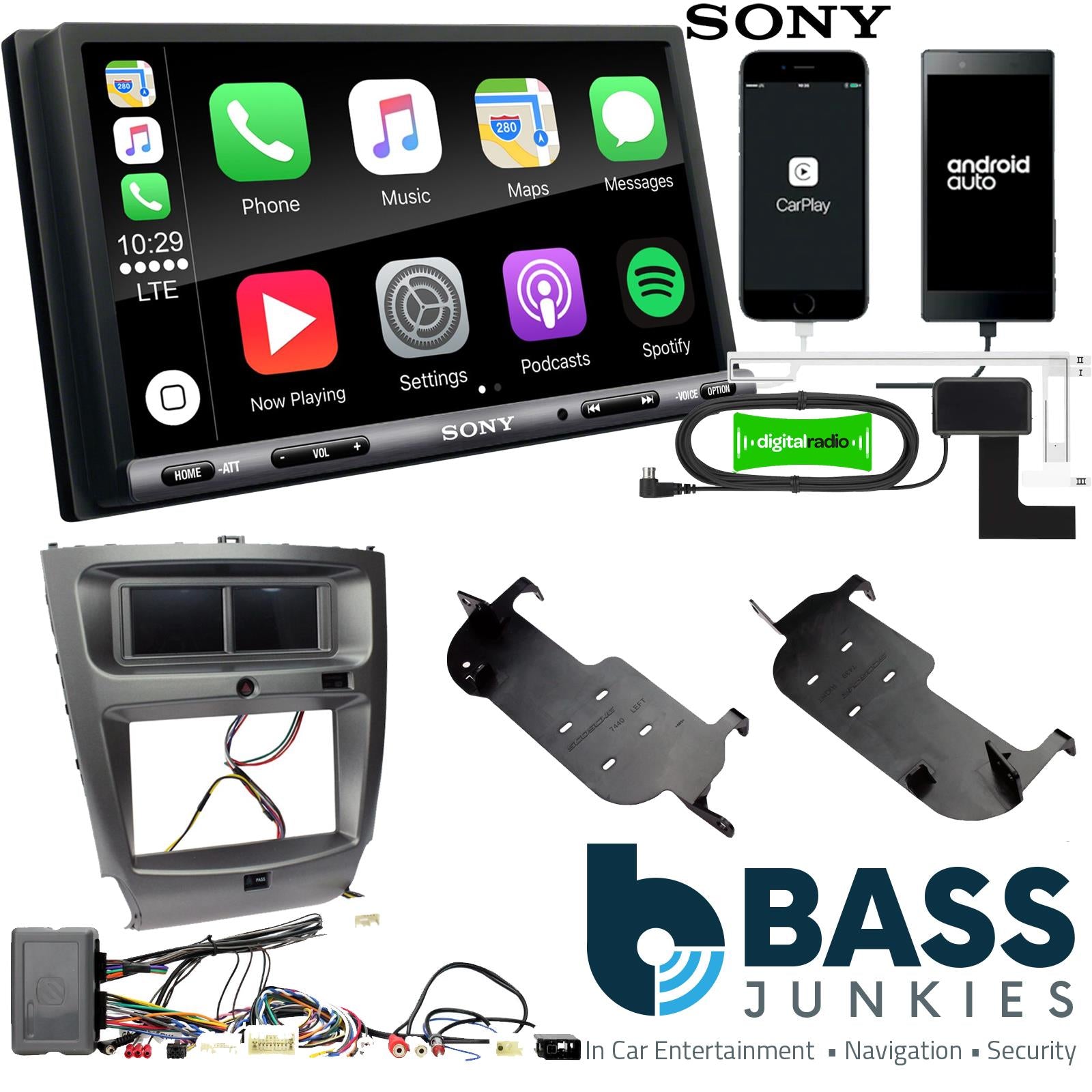 SONY DAB+ Apple | Android Double Din Stereo Fitting Kit + Steering Wheel Stalk Controls to fit Lexus IS-Series 2006-13