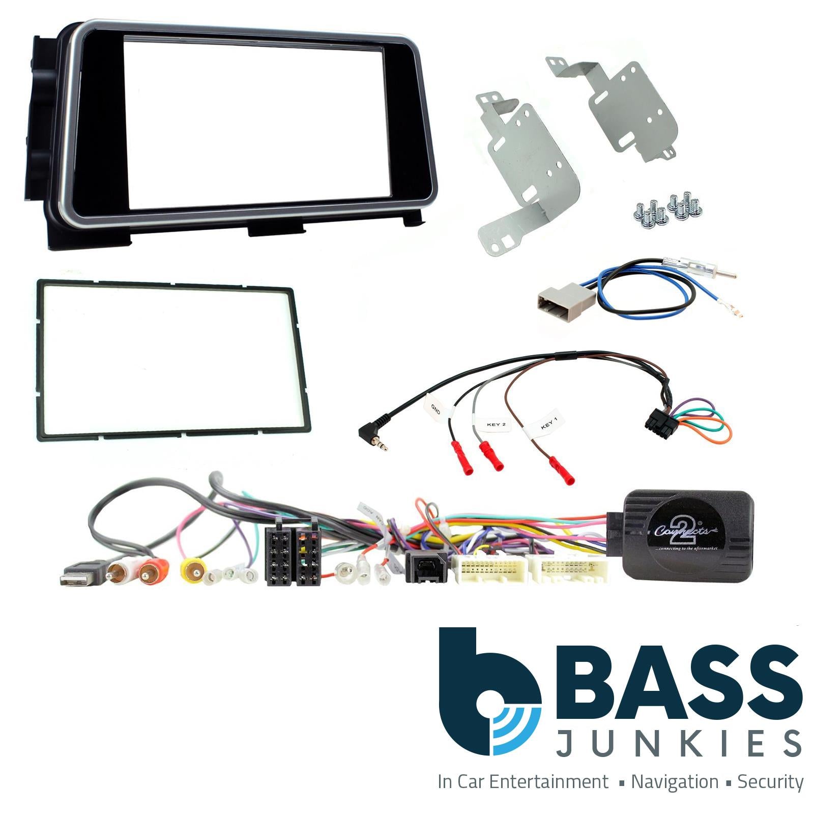 Connects 2 CTKNS12 - Nissan Micra, Kicks 2017 Onwards Double Din Facia & Steering wheel Interface Fitting Installation Kit