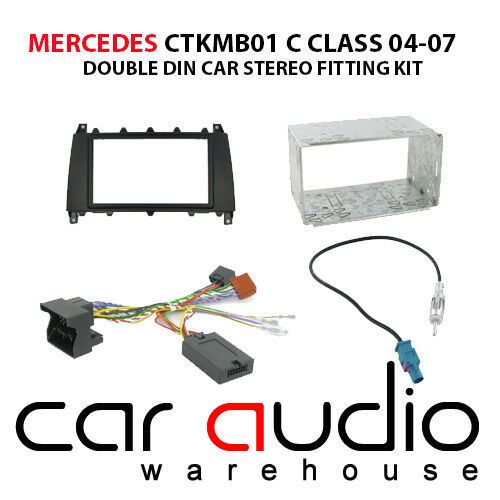 Connects 2 CTKMB01 - Mercedes Benz C Class W203 2004 - 2007 Double Din Fascia & Steering Wheel Interface Installation Kit