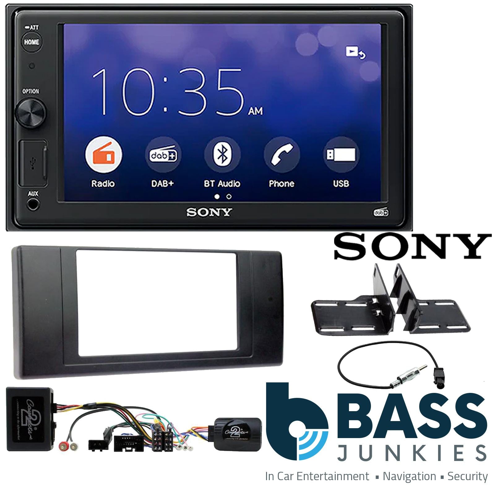 SONY 6.2" Screen Blutooth Double Din Stereo Fitting Kit + Steering Wheel Stalk Controls to fit Land Rover Range-Rover-Vogue 10-13
