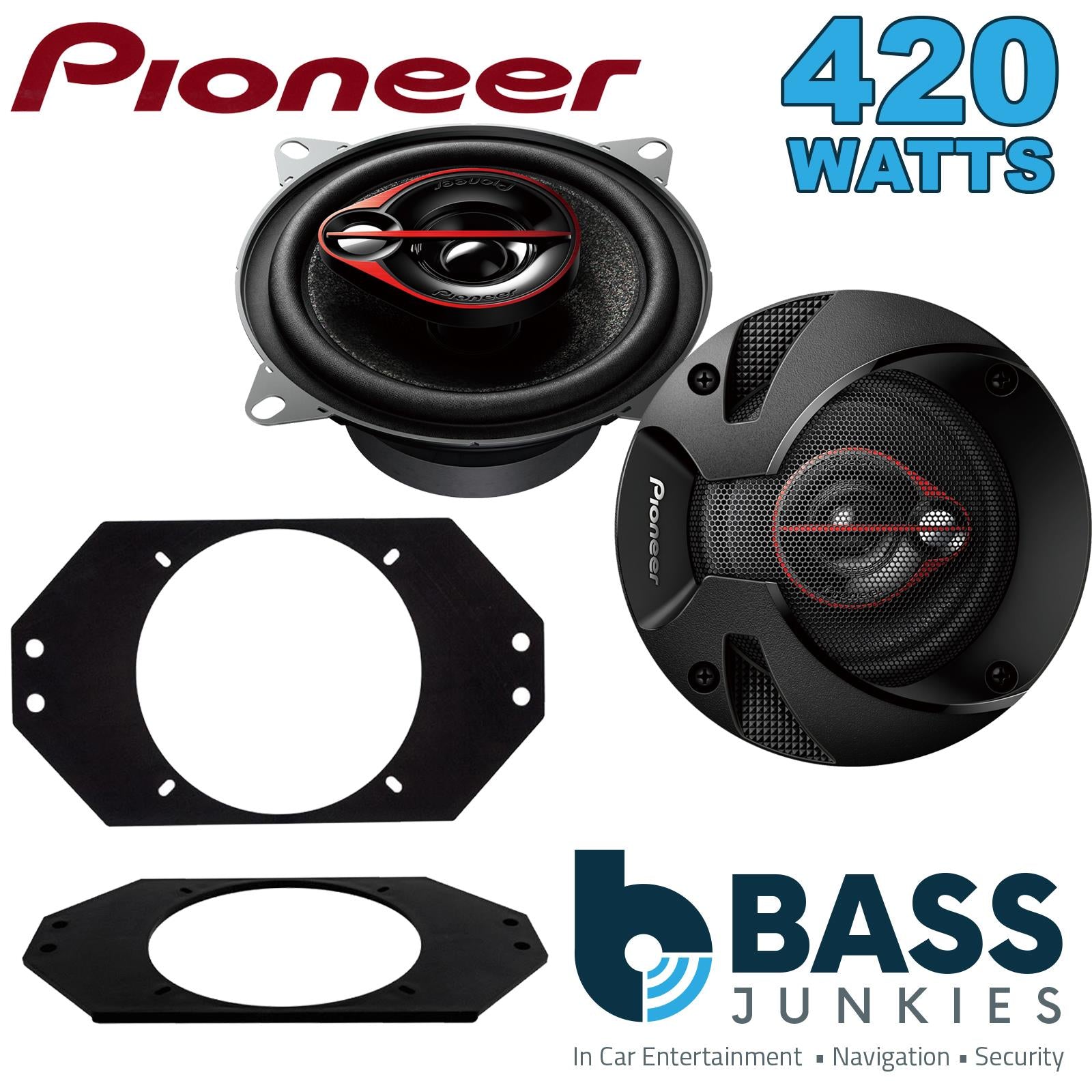 Pionner TS-R1051S 100mm/10cm/4" 3 Way Coaxial Car speakers (Per Pair Max 420|60 watts RMS) Fits Jeep Wrangler 1997-06