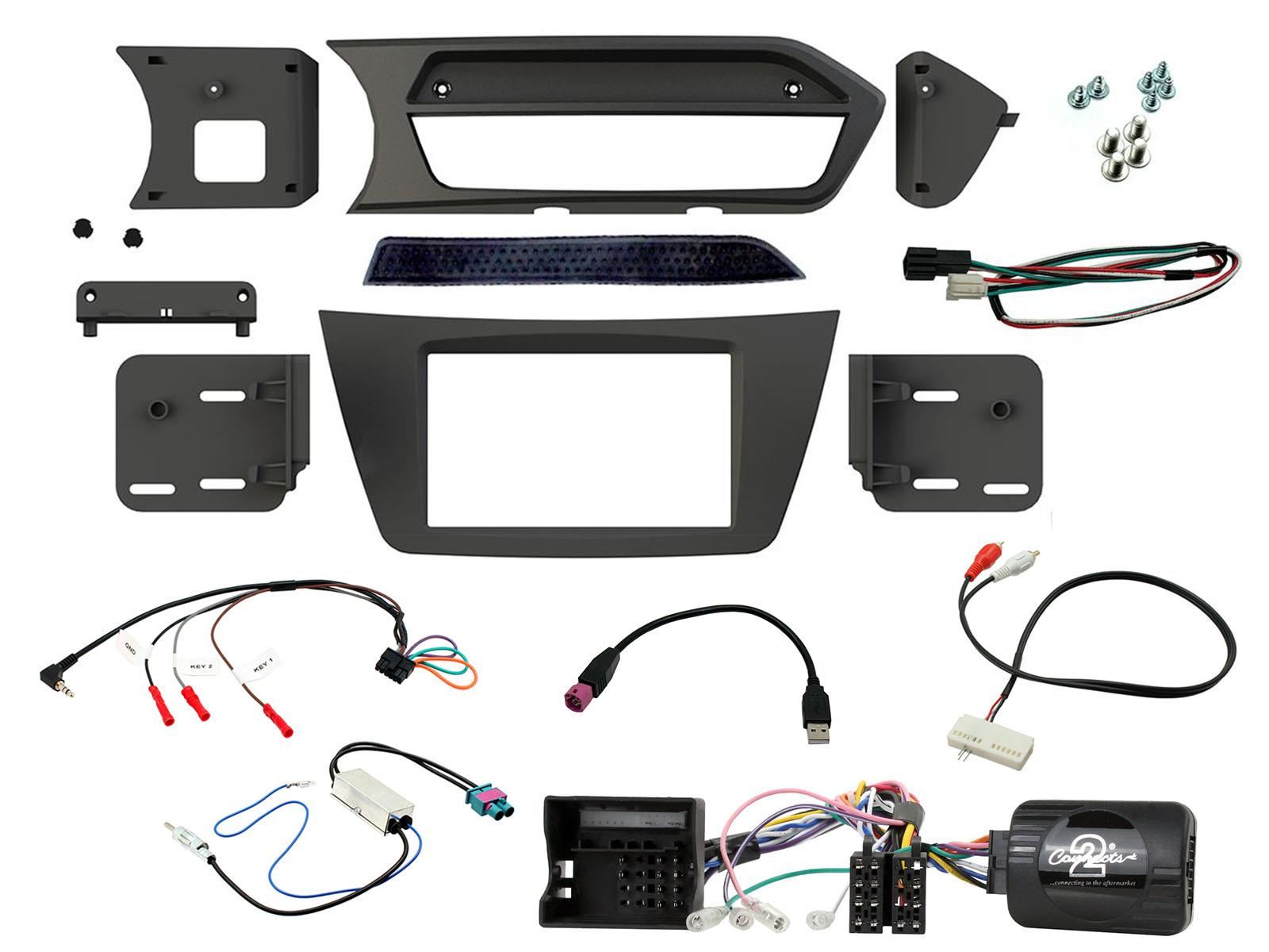 Grundig 6.8" Apple Android Double Din Stereo Fitting Kit + Steering Wheel Stalk Controls to fit Mercedes C-Class 2012-14