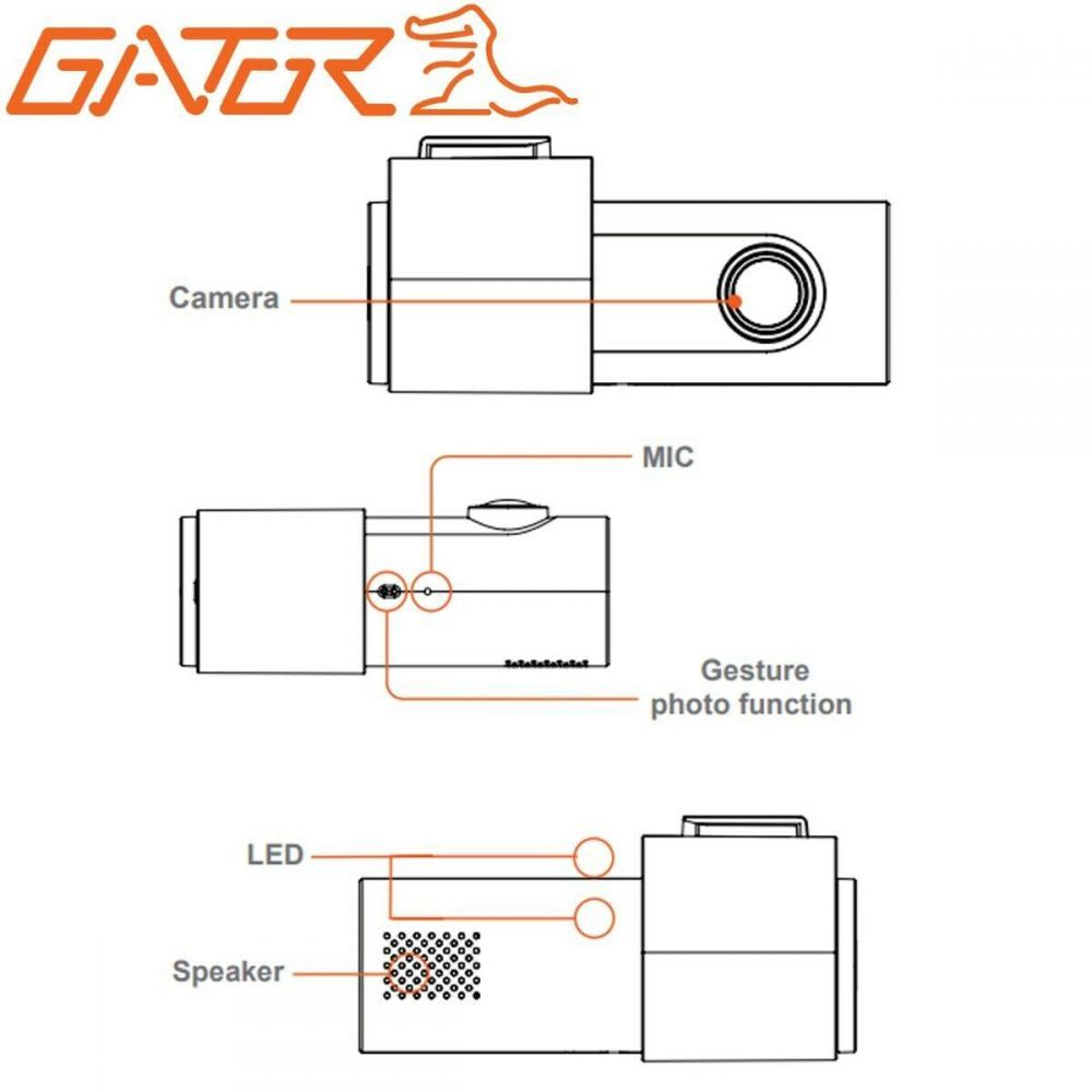 Gator GHDVR72W - 720P High Definition Wi-Fi 30FPS 152 Degree Wide Angle Car Dash Cam Camera