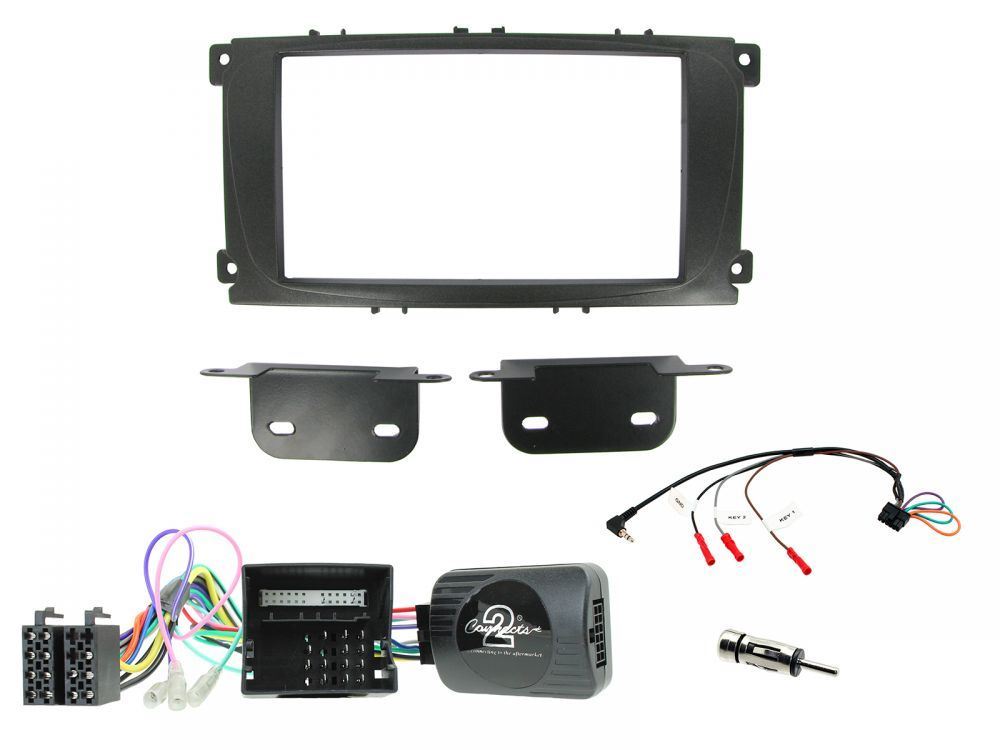 Connects 2 CTKFD24 - Ford Focus 2008 - 2011 Double Din Facia & Steering wheel Interface Fitting Installation Kit (Black Facia Panel)