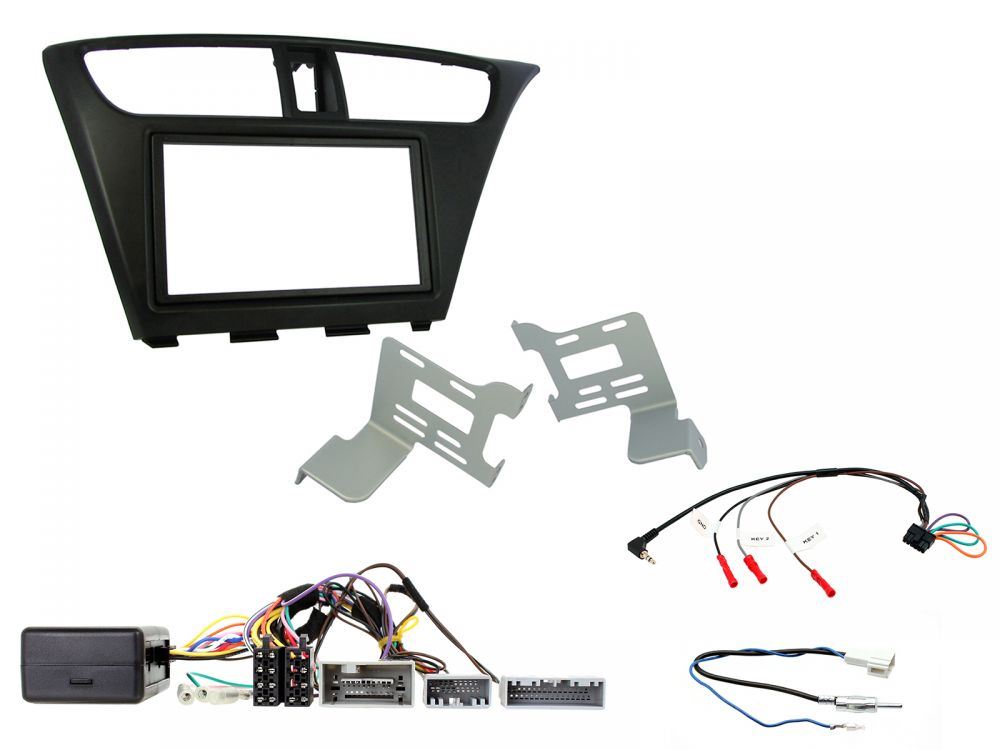Connects 2 CTKHD06 - Honda Civic 2012 - 2015 Double Din Facia & Steering wheel Interface Fitting Installation Kit (Black Facia Panel)