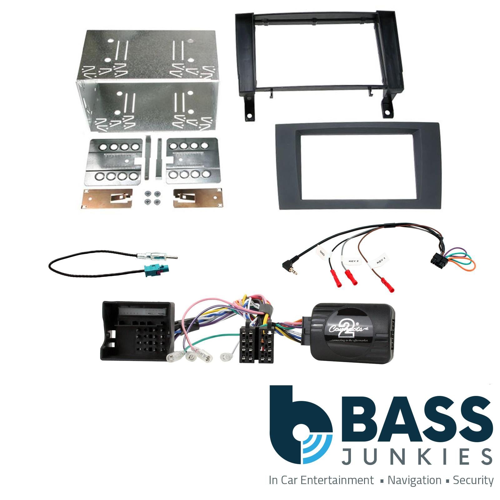 Connects2 CTKMB07 - Mercedes Benz SLK R171 2004 - 2011 Double Din Fascia & Steering Wheel Interface Installation Kit