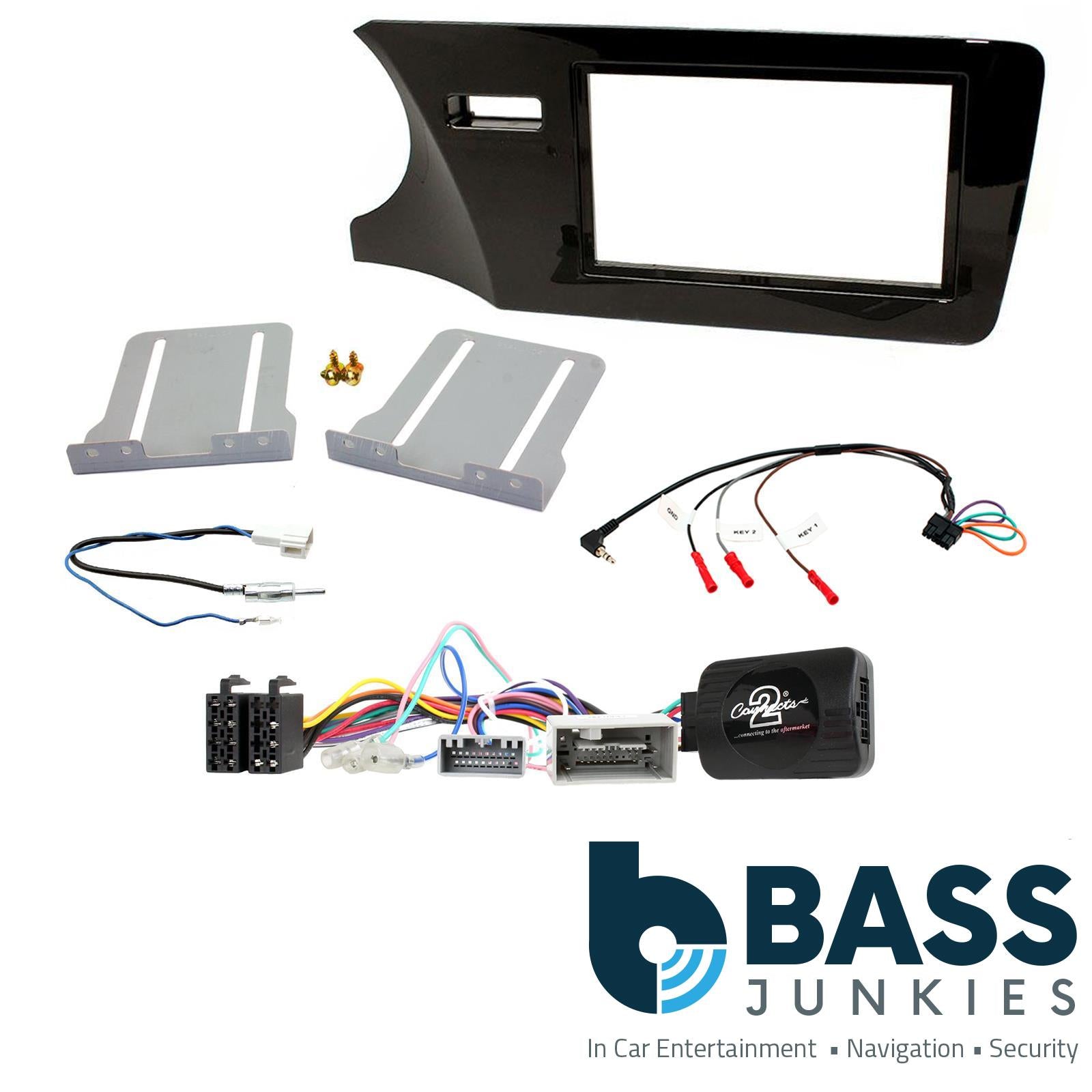 Double Din Stereo Fitting Kit + Steering Wheel Stalk Controls to fit Honda City 2014-