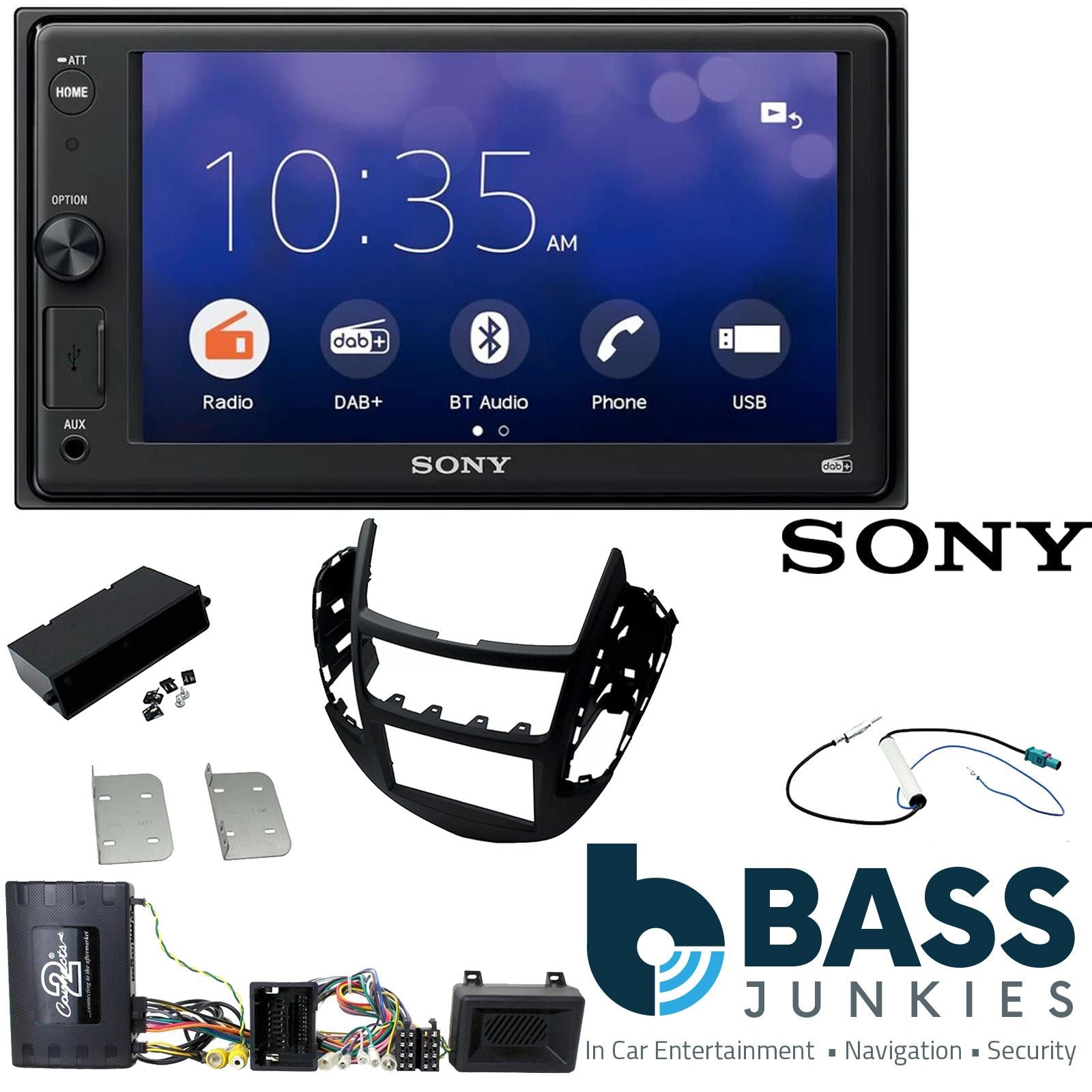 SONY XAV-1550D DAB+ Smart Bluetooth Car Radio + Stereo fitting kit + Steering Wheel Controls Loom for Chevrolet Tracker 2013-2021 | Chevrolet Trax 2013-2021 | Holden Trax 2017-2020