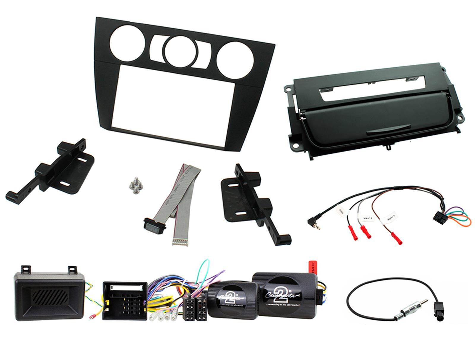 Grundig 6.8" Apple Android Double Din Stereo Fitting Kit + Steering Wheel Stalk Controls to fit BMW 3-Series 2005-12