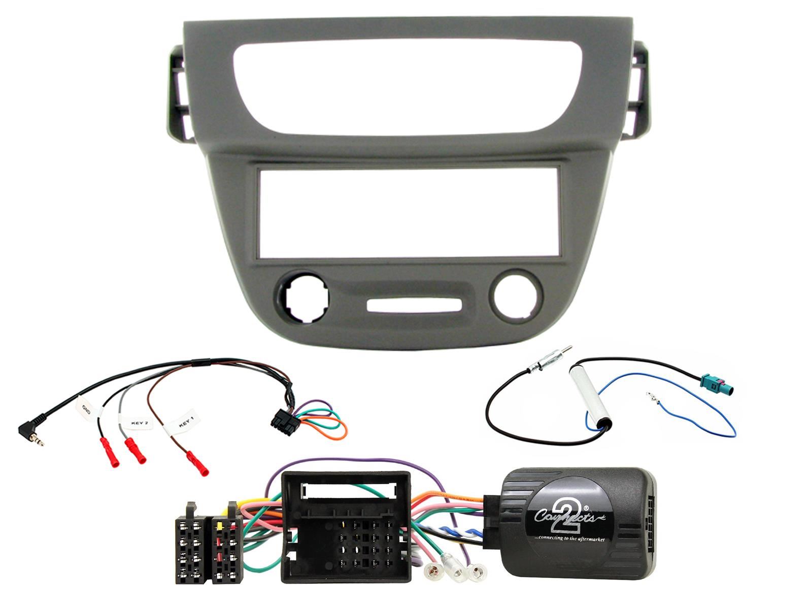 Single Din Stereo Fitting Kit + Steering Wheel Stalk Controls to fit Renault Megane 2009-12