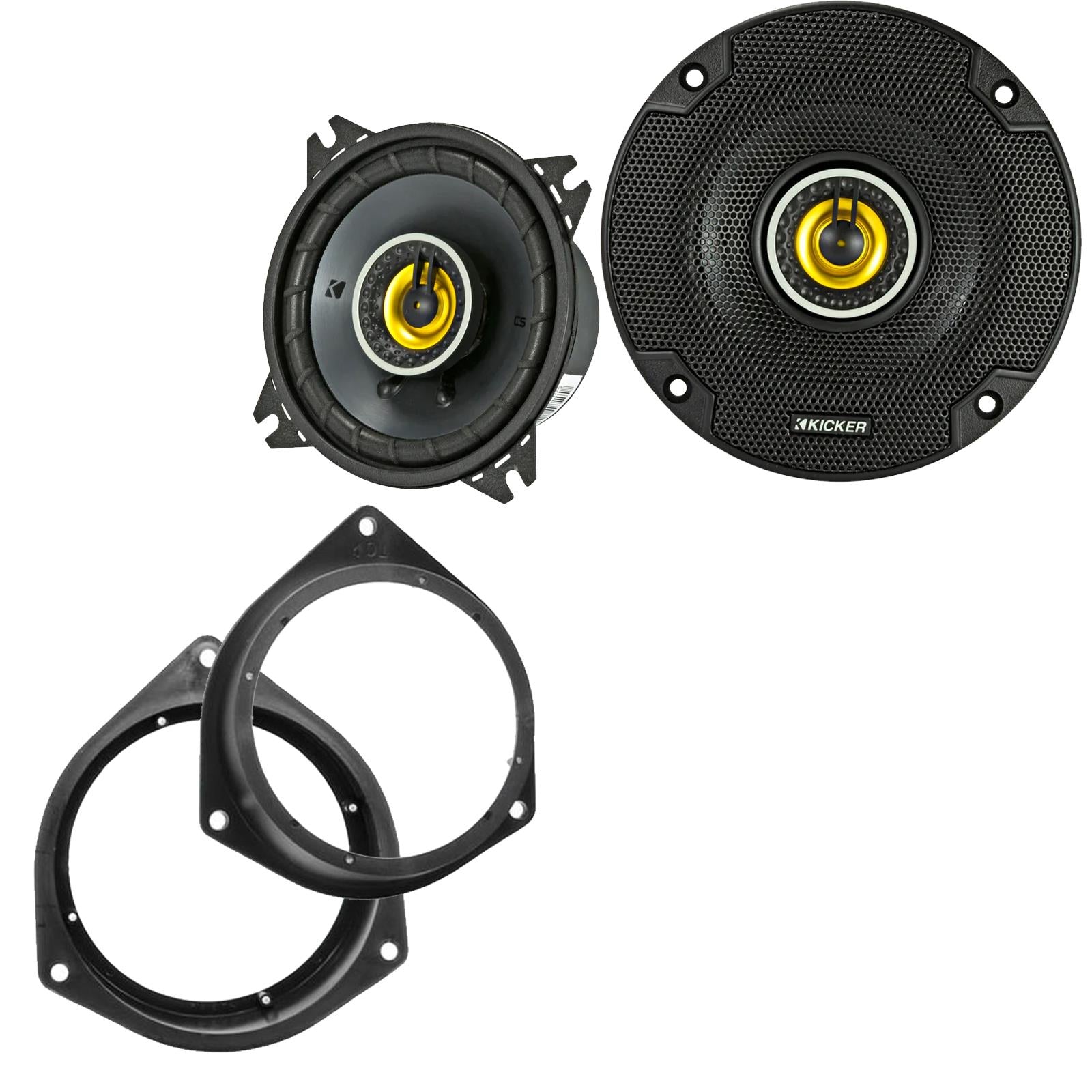 Kicker CSC44 100mm/10cm/4" 2-Way Coaxial Car speakers (Per Pair Max 300|100 watts RMS) Fits Peugeot Bipper 2008-12