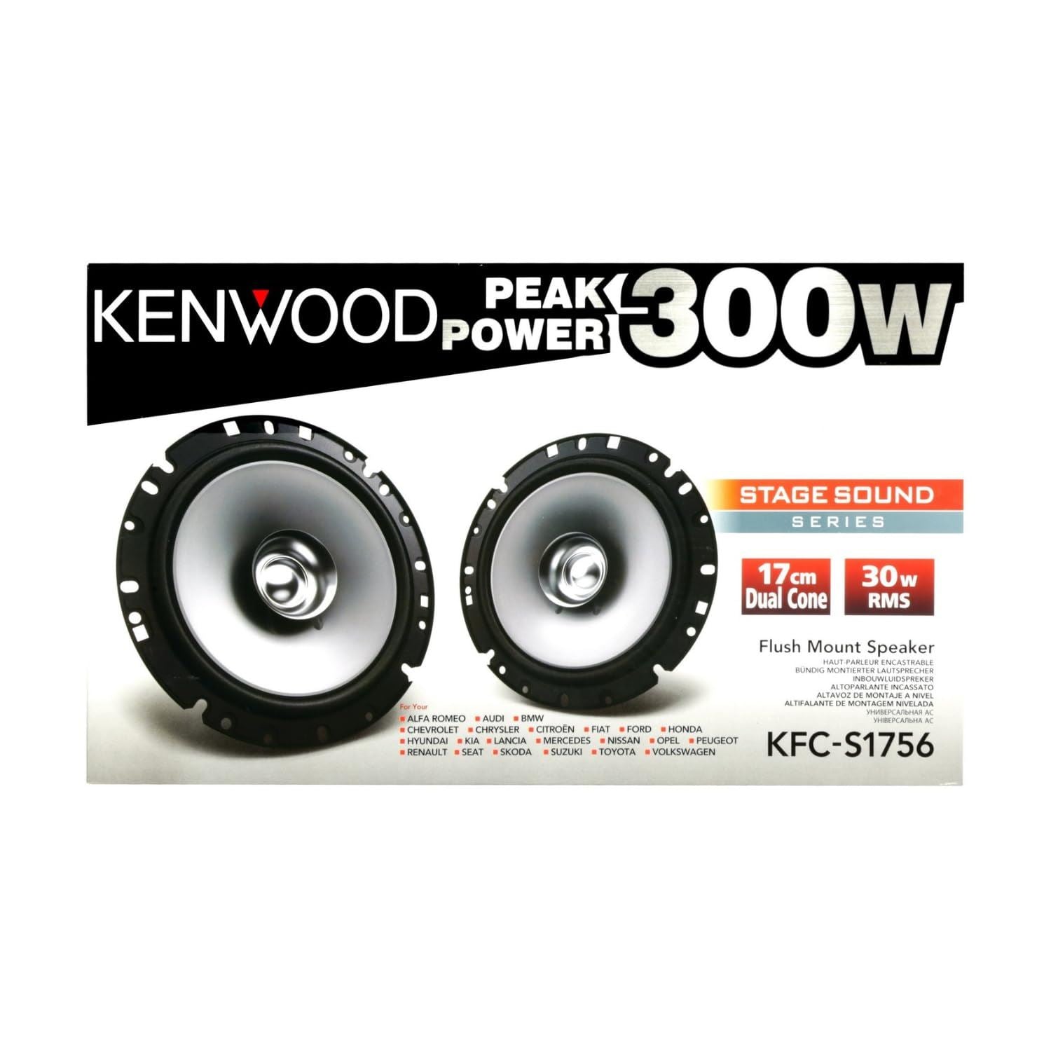 Kenwood KFC-S1756 - 6.5" 17cm 500 Watts Coaxial Dual Cone Door Dash Car Speakers