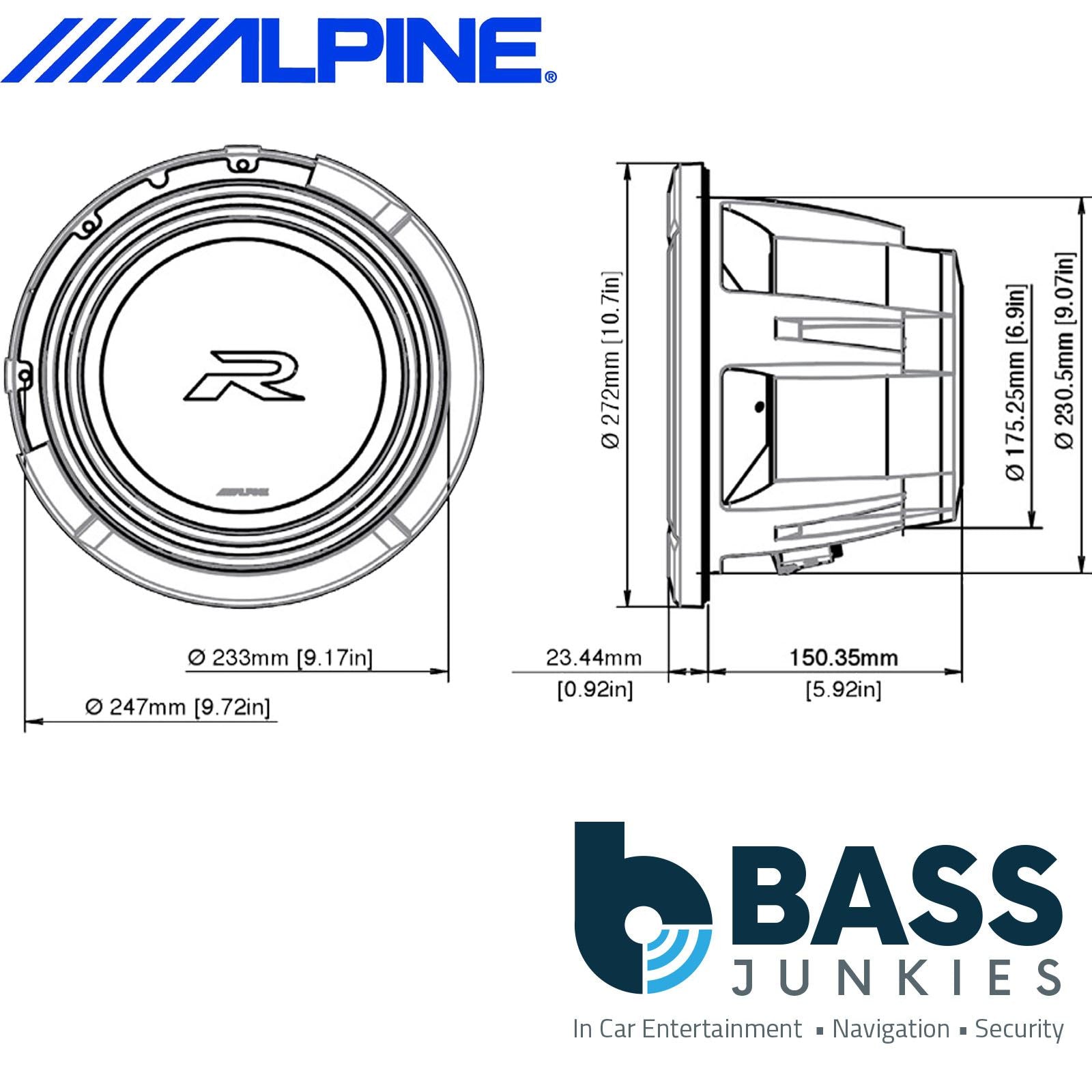 Alpine R2-W10D4 10 inch Dual Cap Car Sub Subwoofer 750W RMS 2250W Map Power