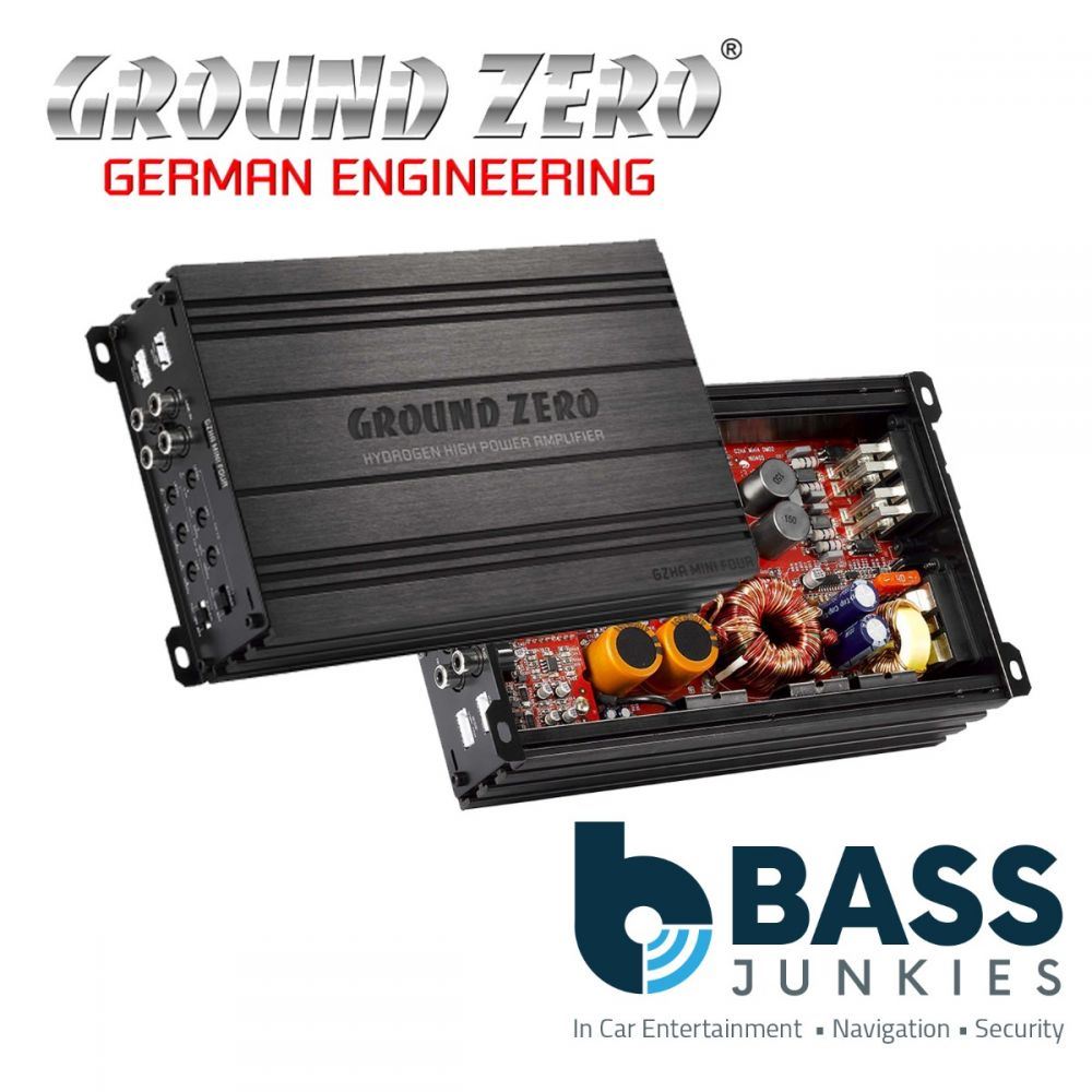 Ground Zero GZHA MINI FOUR - Class D Mini 4-Channel 640 Watts 2-Ohm Stable Compact Car Amplifier