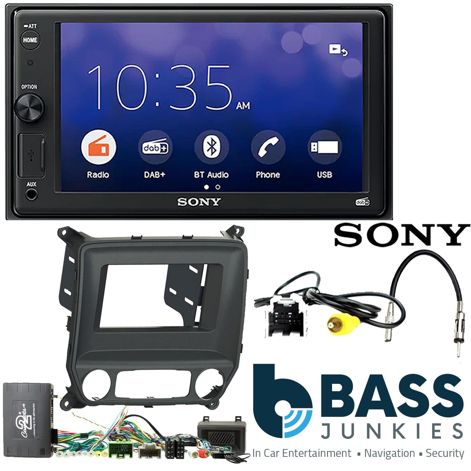 SONY 6.2" Screen Blutooth Double Din Stereo Fitting Kit + Steering Wheel Stalk Controls to fit Chevrolet Silverado 2014-