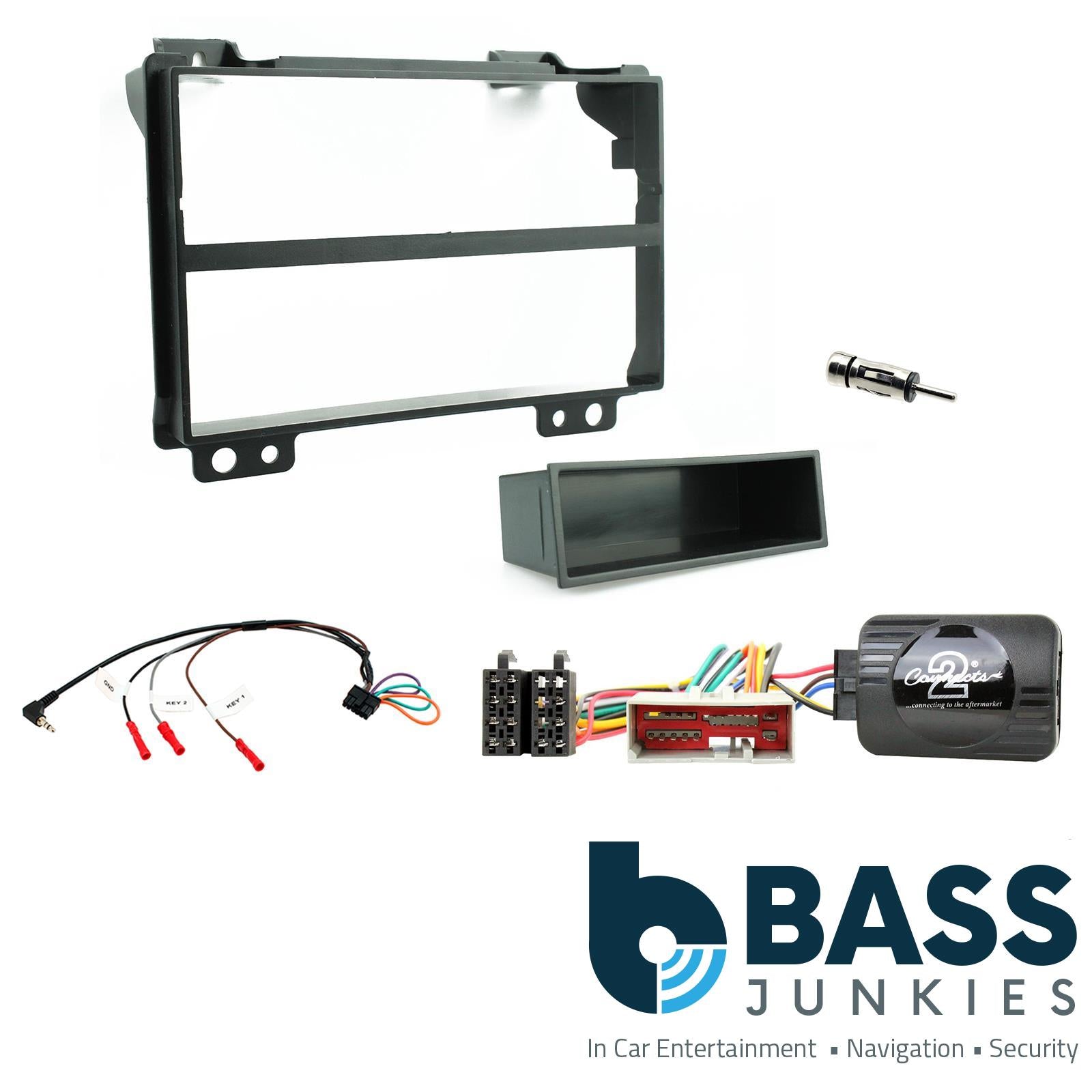 Connects 2 CTKFD59 - Ford Fiesta 2001 - 2005 Double Din Facia & Steering wheel Interface Fitting Installation Kit (Black Facia Panel)