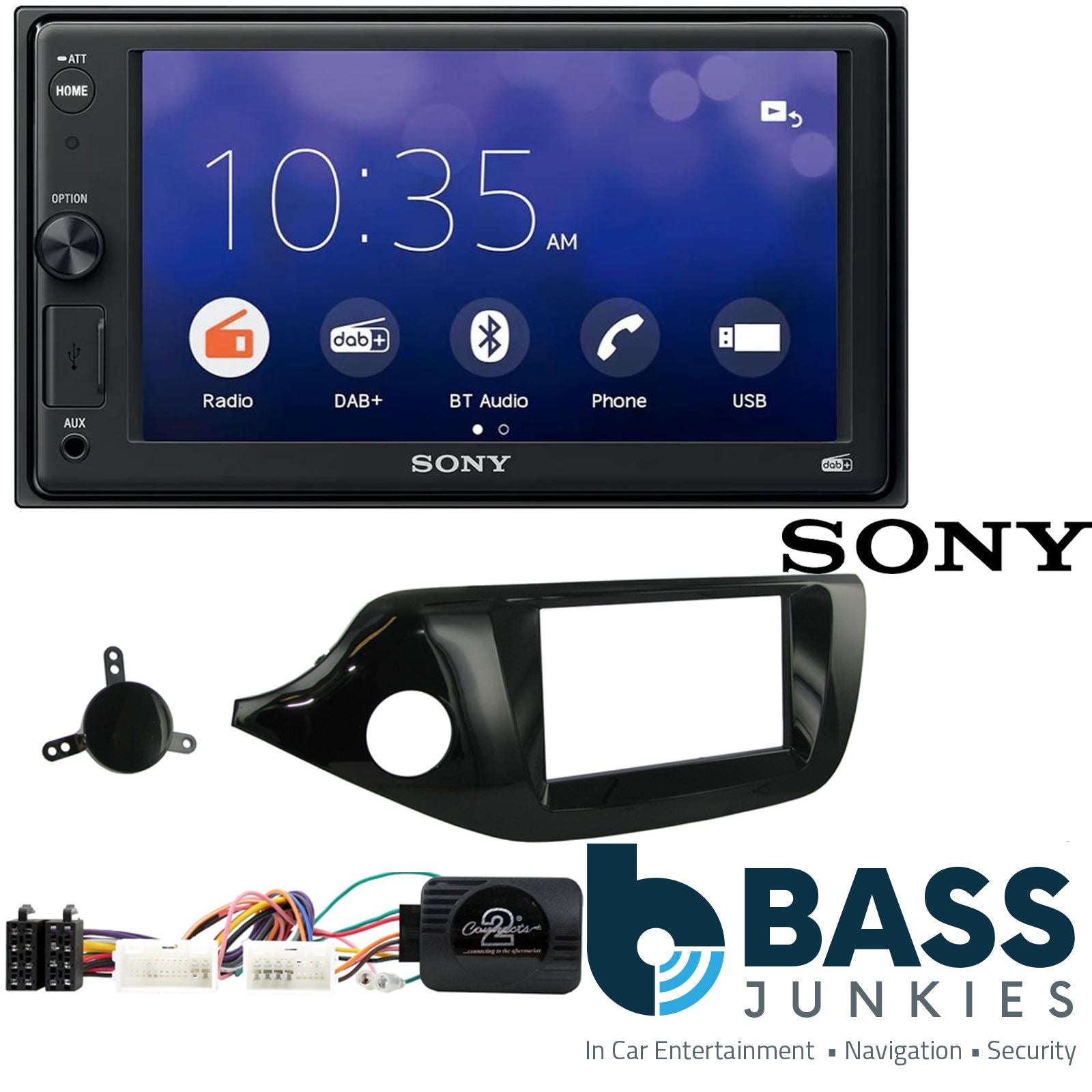 SONY 6.2" Screen Blutooth Double Din Stereo Fitting Kit + Steering Wheel Stalk Controls to fit Kia Cee'd 2012-18 | Kia Pro-Cee'd 2012-18