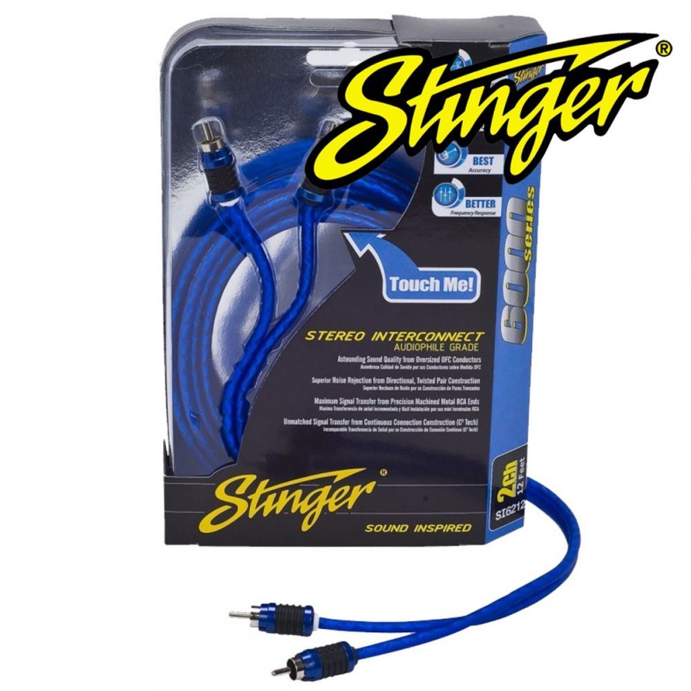 Stinger SI6220 6000 Series 6.10 Metre 20Ft Shielded Directional Twisted RCA Phono Car Stereo Cable