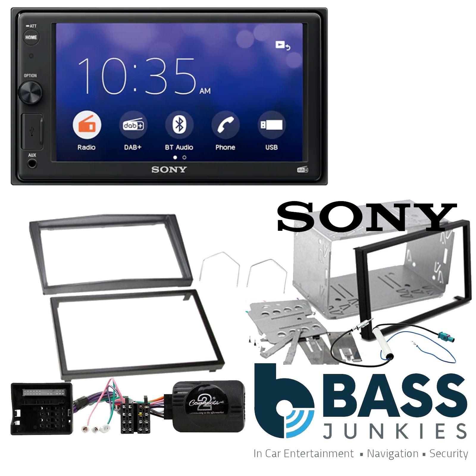 SONY XAV-1550D DAB+ Smart Bluetooth Car Radio + Stereo fitting kit + Steering Wheel Controls Loom for Vauxhall Astra (H) 2004-2010 | Antara 2006-2010 | Corsa (D) 2006-2009 | Zafira (B) 2005-2014