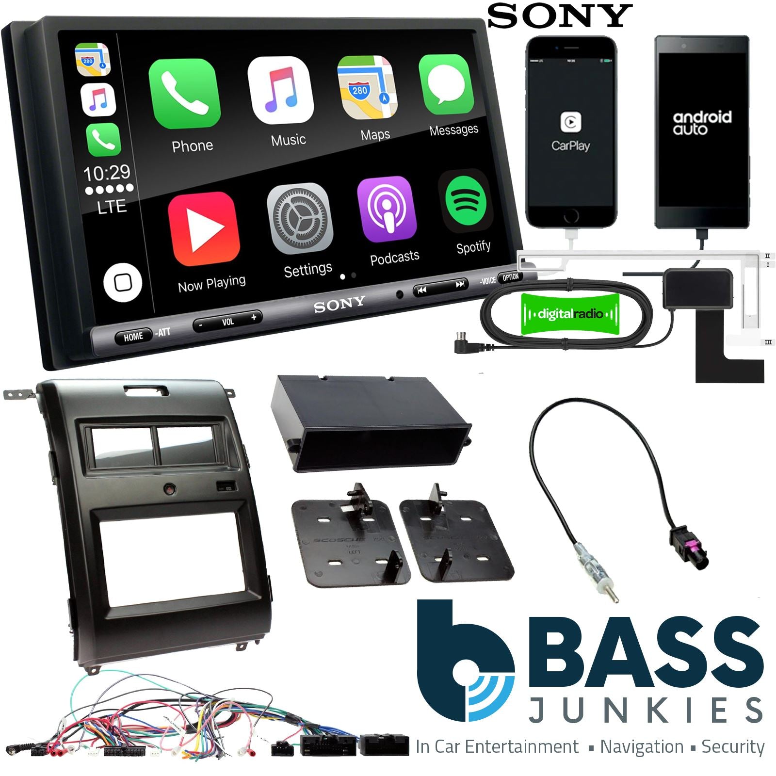SONY DAB+ Apple | Android Double Din Stereo Fitting Kit + Steering Wheel Stalk Controls to fit Ford F-150 2013-14