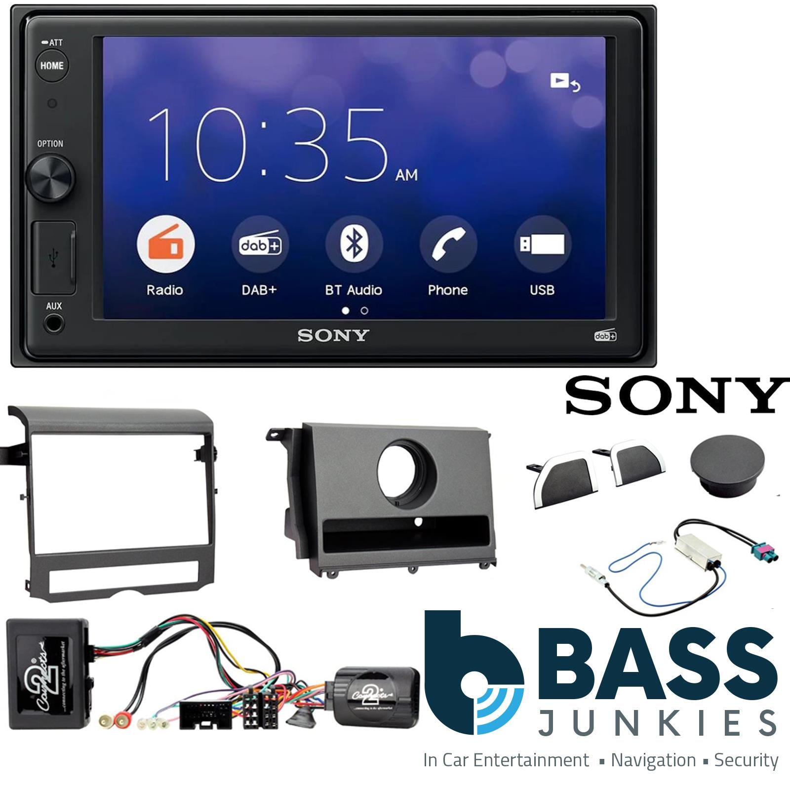 SONY XAV-1550D DAB+ Smart Bluetooth Car Radio + Stereo fitting kit + Steering Wheel Controls Loom for Land Rover Discovery 2009-2011