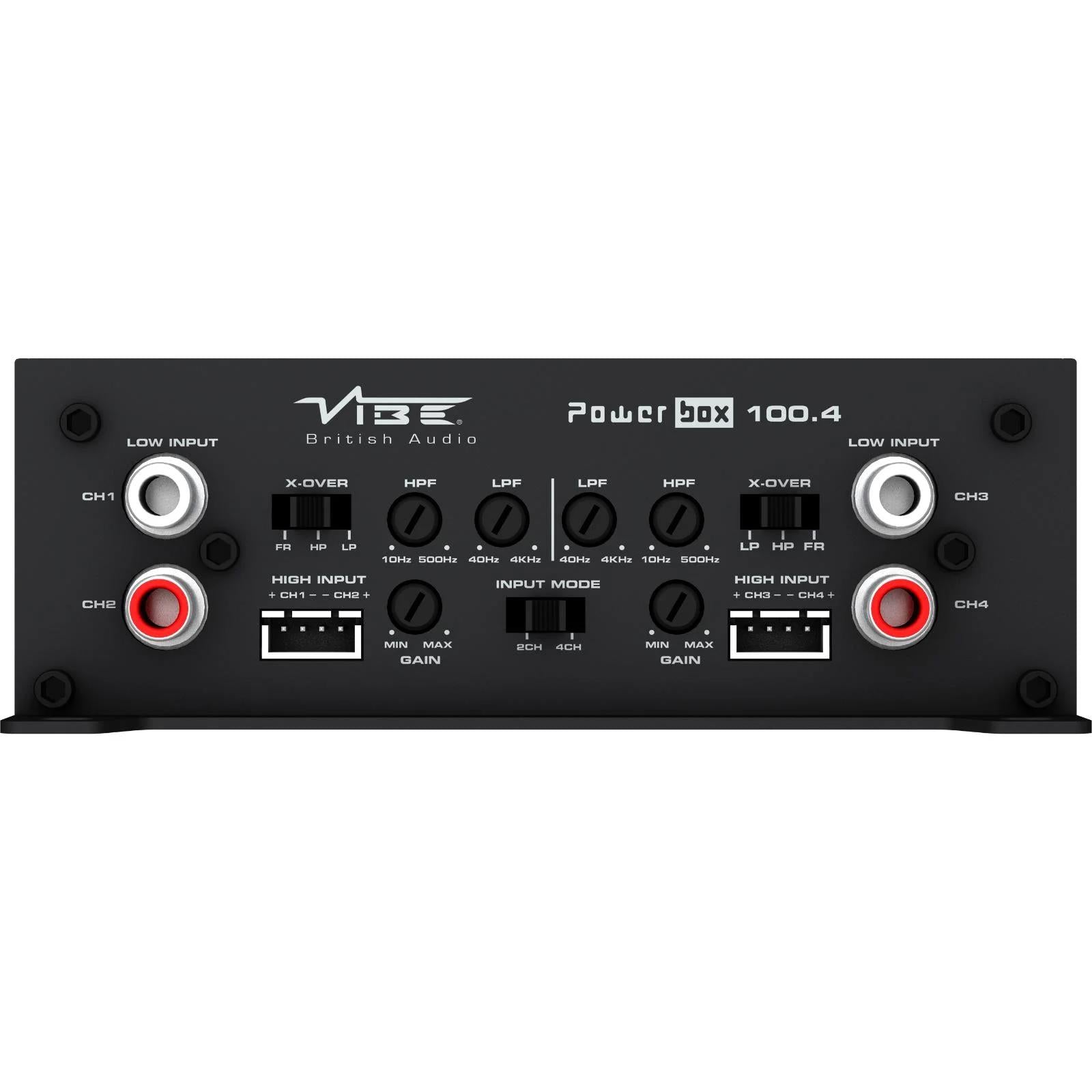 Vibe POWERBOX 100.4M 4 Channel 960 Watts Amplifier Compact Micro Class D (4x 100w @ 4ohms | 4x 120w @ 2Ohms | 2x 240w & 4Ohms Bridged) Frequency Response - 20Hz - 20kHz