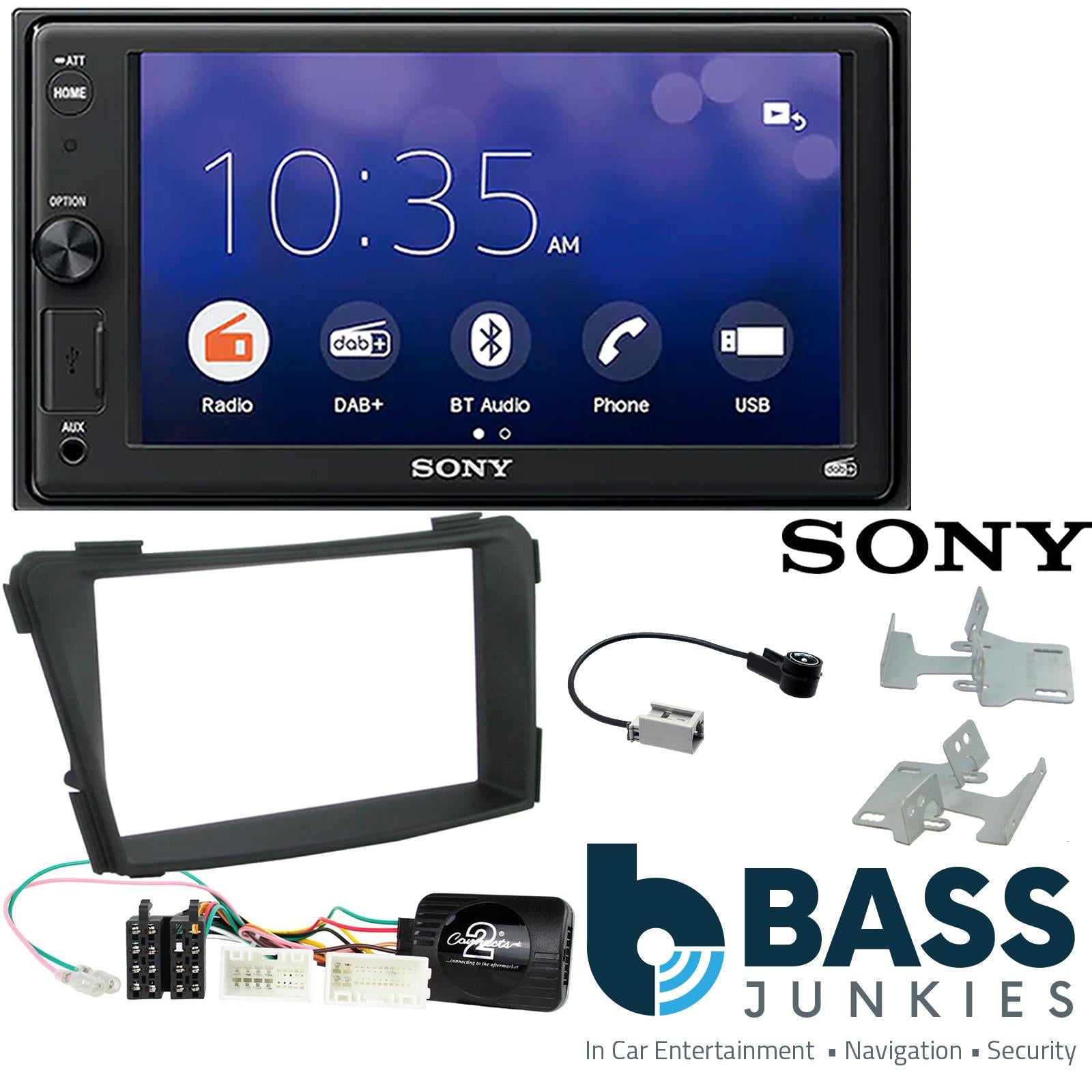 SONY XAV-1550D DAB+ Smart Bluetooth Car Radio + Stereo fitting kit + Steering Wheel Controls Loom for Hyundai i40 2011-2019