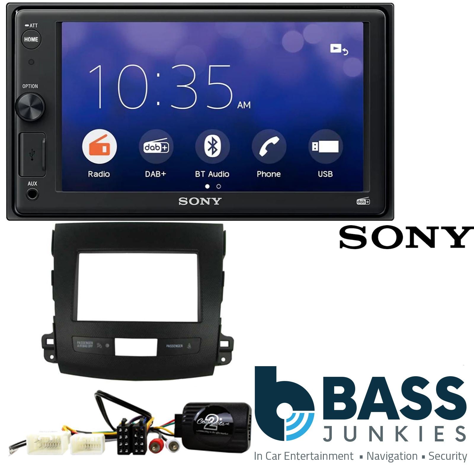 SONY XAV-1550D DAB+ Smart Bluetooth Car Radio + Stereo fitting kit + Steering Wheel Controls Loom for Mitsubishi Outlander 2007-2010