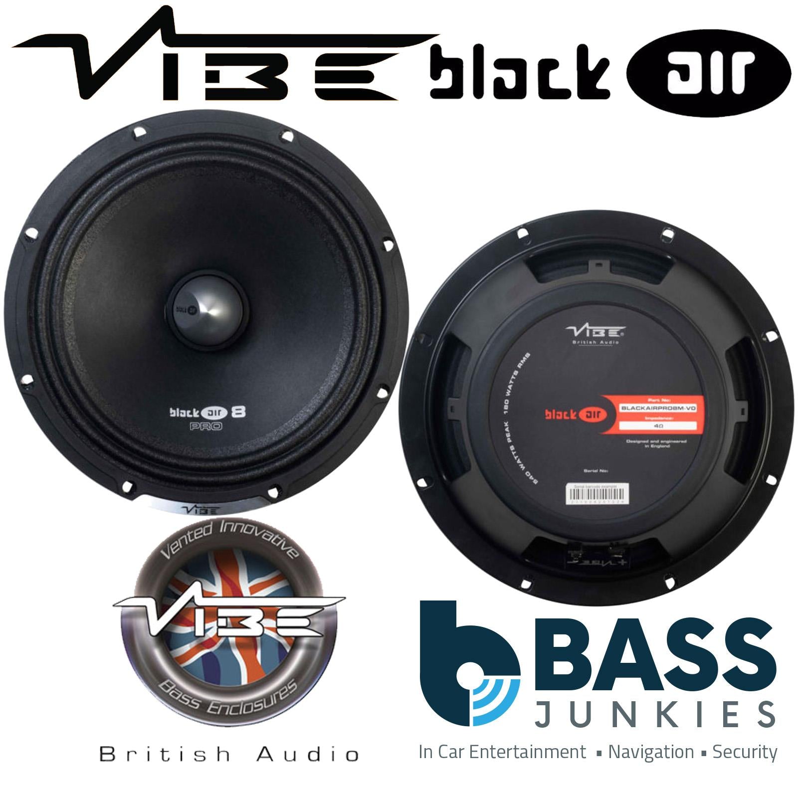 Vibe BLACKAIRPRO8M-V0 8 inch 208mm 540 Watt BlackAir Car Pro Audio Midrange Speakers