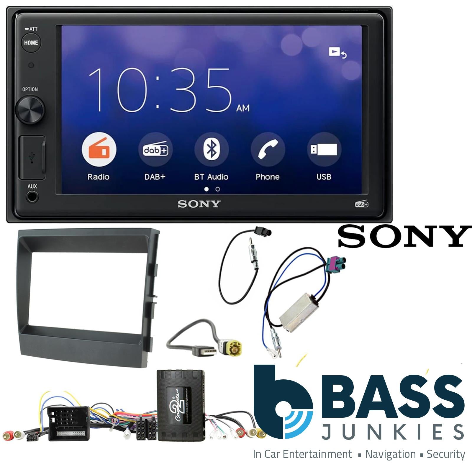 SONY XAV-1550D DAB+ Smart Bluetooth Car Radio + Stereo fitting kit + Steering Wheel Controls Loom for Porsche Panamera 2009-2016