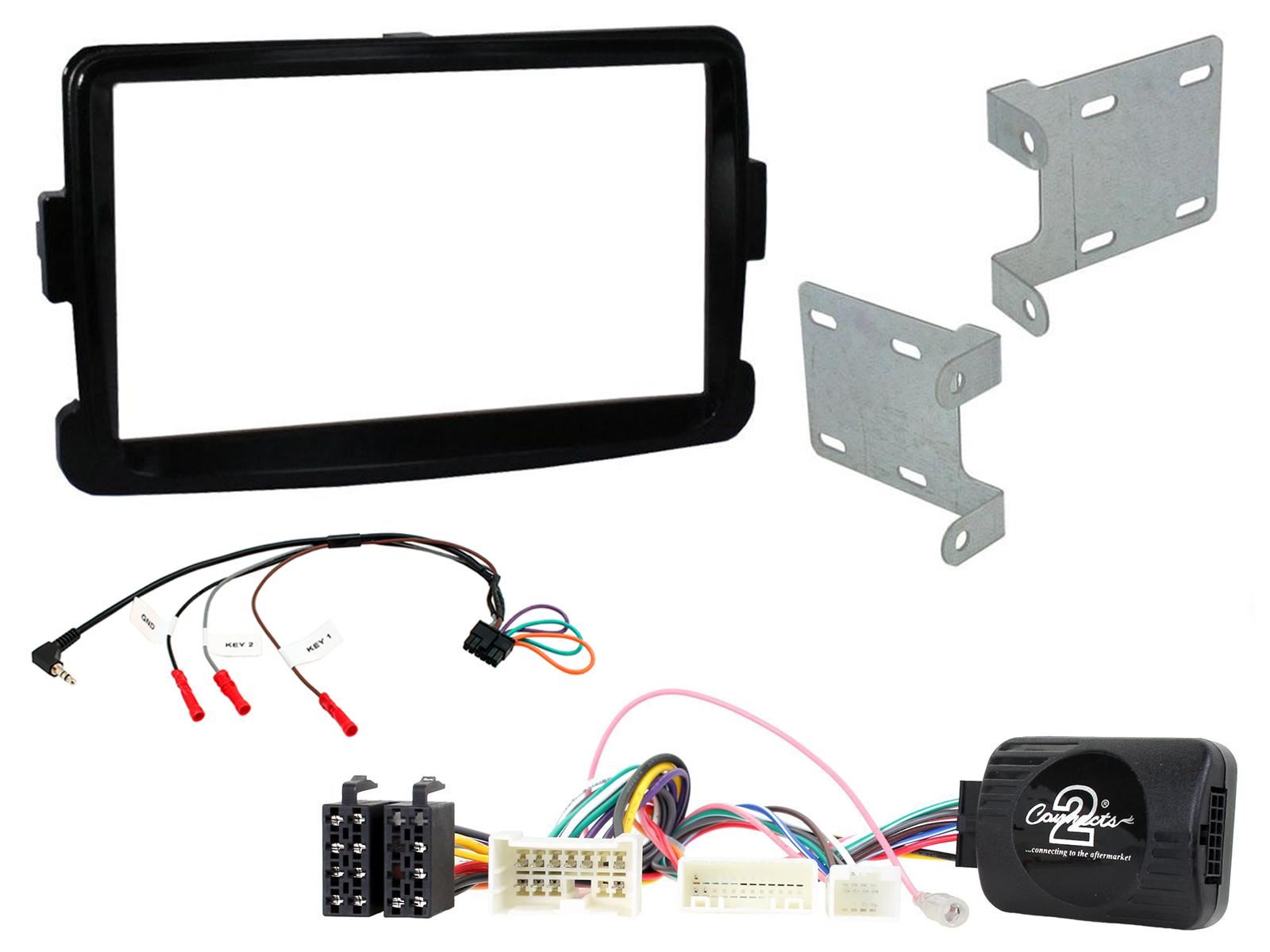 Single Din Stereo Fitting Kit + Steering Wheel Stalk Controls to fit Dacia Sandero 2012-16