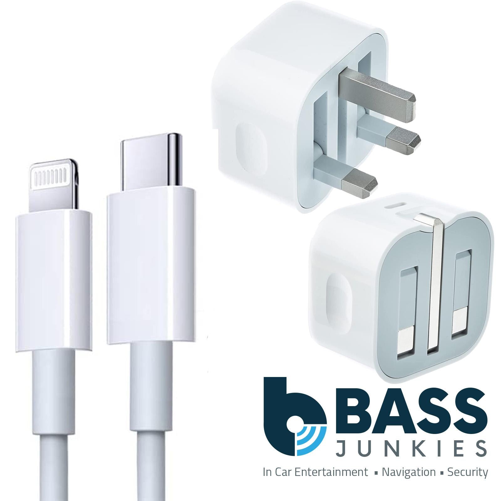 USB-C to Lightning Fast PD Charging Cable Lead / USB-C UK Plug for Apple iPhone 8 + 20w Fast Charger