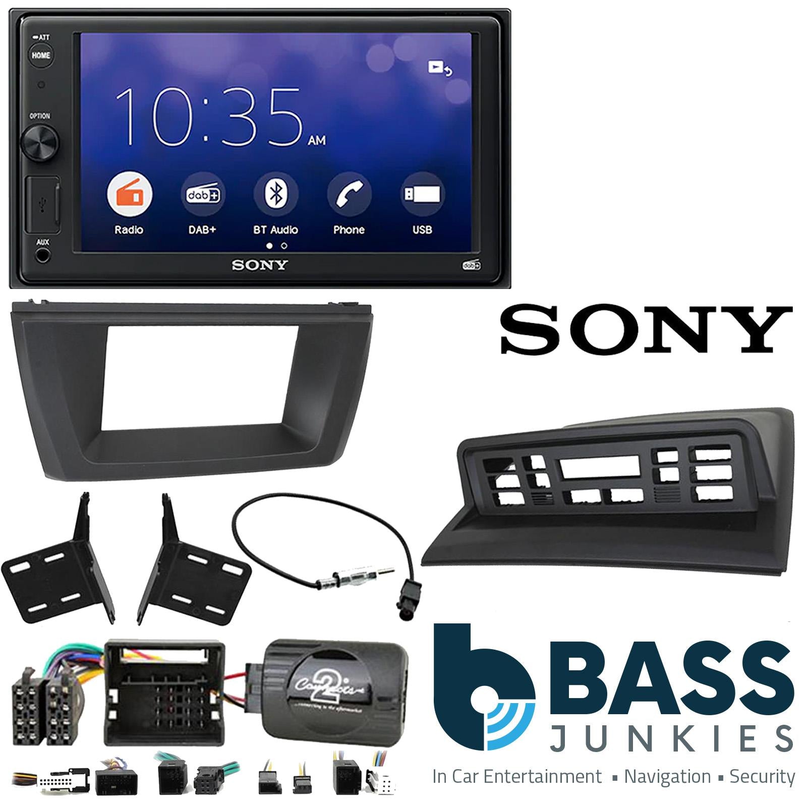 SONY XAV-1550D DAB+ Smart Bluetooth Car Radio + Stereo fitting kit + Steering Wheel Controls Loom for BMW X3 2003-2010