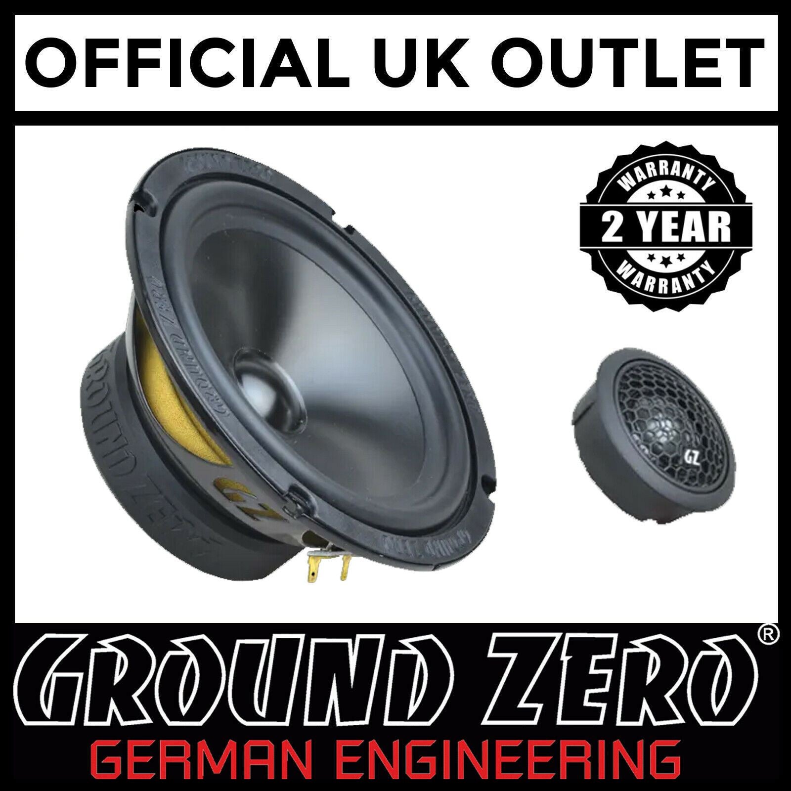Ground Zero Radioactive GZRC 165.2SQACT - 6.5" 120W 2 Way Component Car Speakers