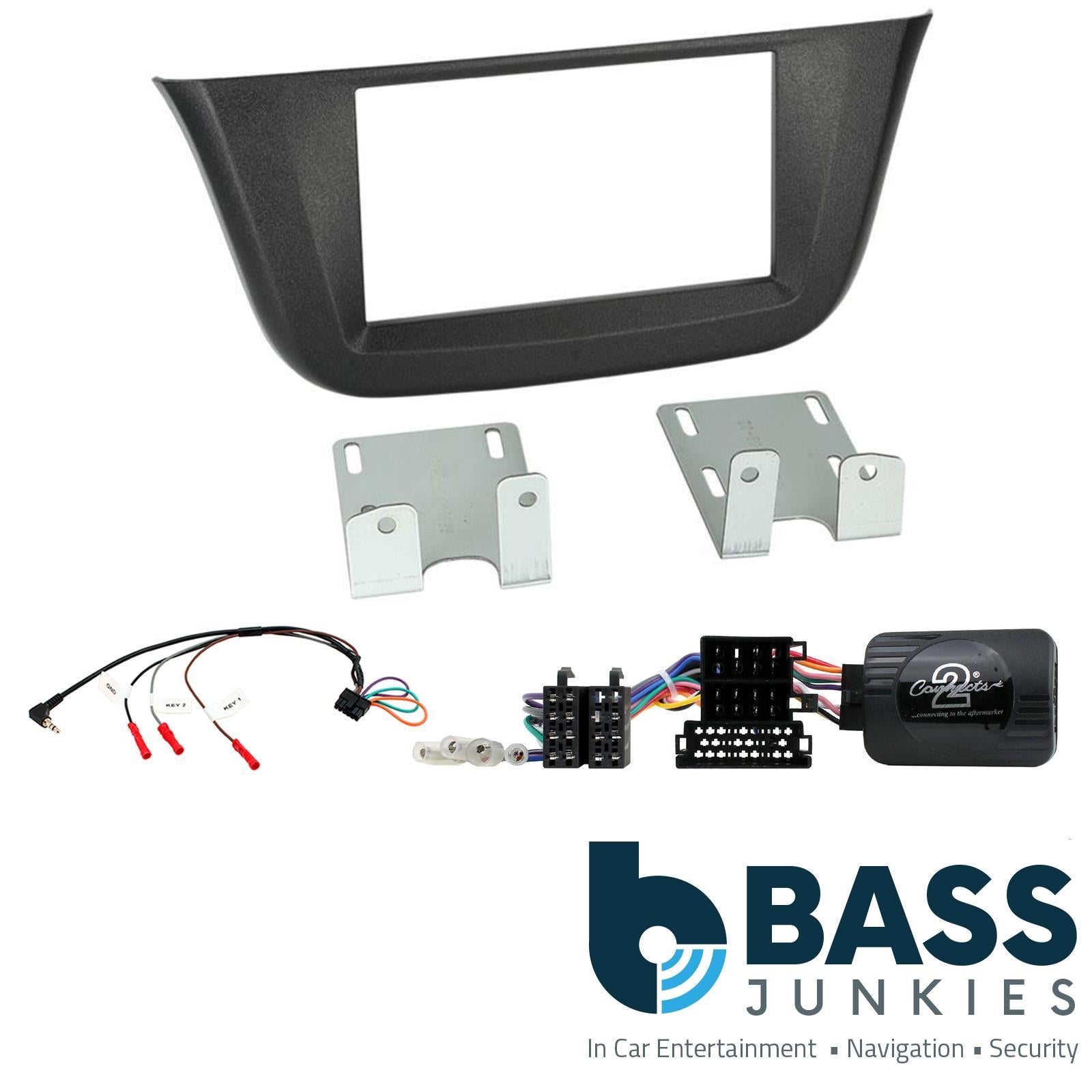 Connects 2 CTKIV01 - Iveco Daily 2014 Onwards Double Din Facia & Steering wheel Interface Fitting Installation Kit (Black Facia Panel)