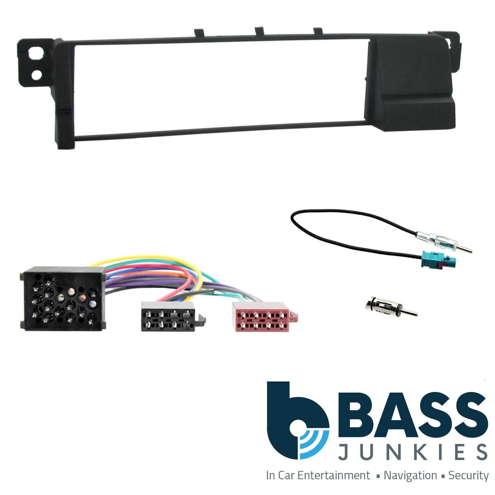 Single Din Stereo Fitting Kit + Steering Wheel Stalk Controls to fit BMW 3-Series 1998-05