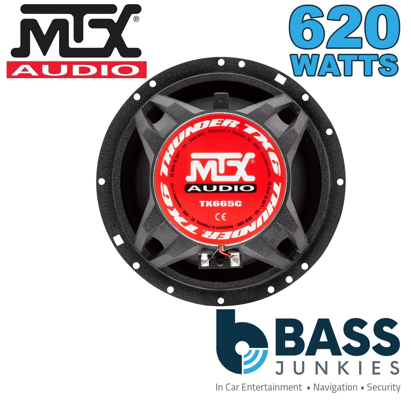 MTX TX665C - 620 Watts 6.5" 16.5cm 2 Way Coaxial Door Dash Shelf Car Speakers Pair