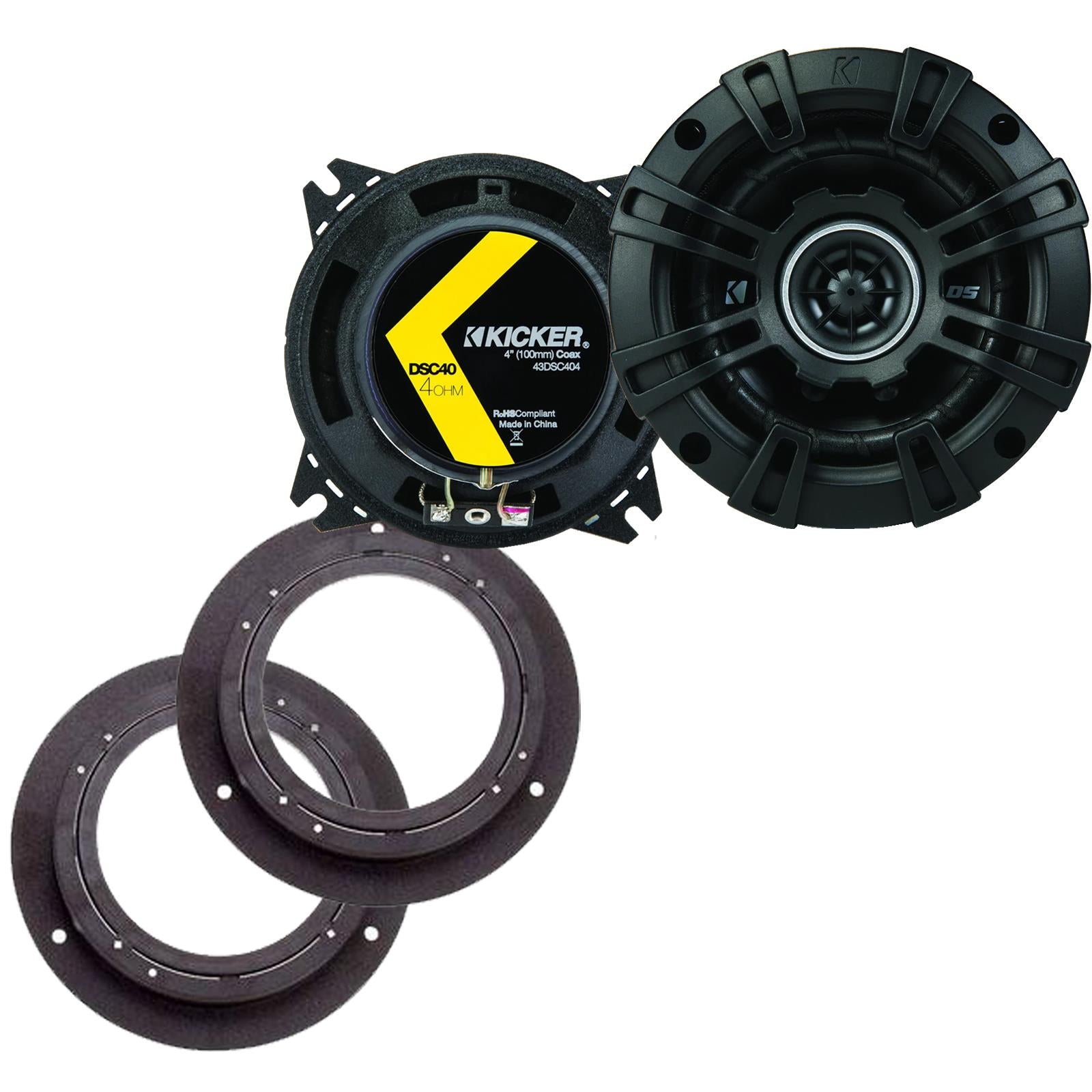 Kicker DSC404 100mm/10cm/4" 2-Way Coaxial Car speakers (Per Pair Max 240|60 watts RMS) Fits Mercedes A-Class 2004-12