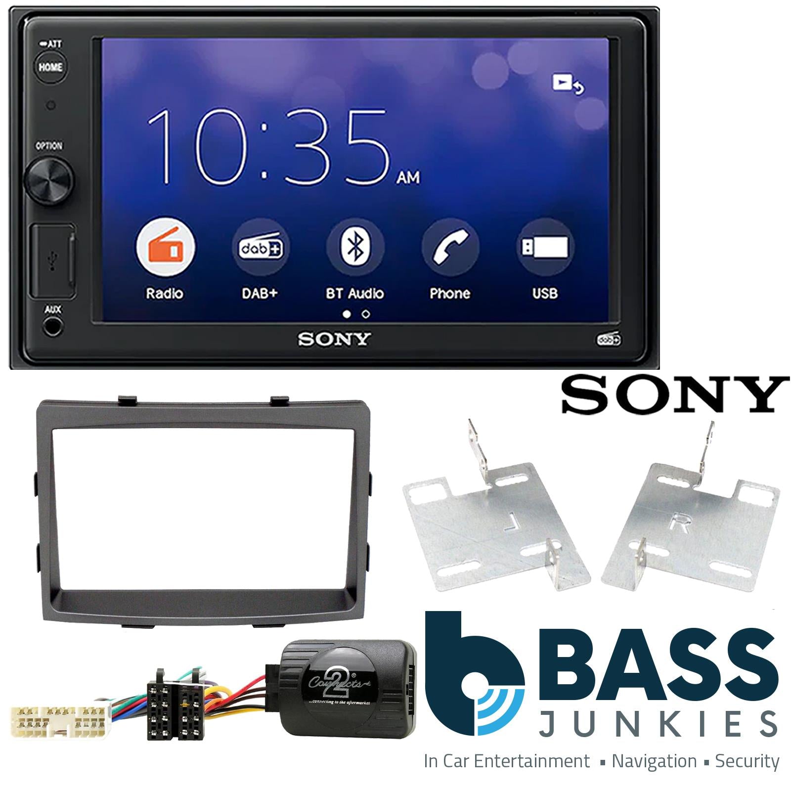 SONY XAV-1550D DAB+ Smart Bluetooth Car Radio + Stereo fitting kit + Steering Wheel Controls Loom for SsangYong Rodius 2013-2018