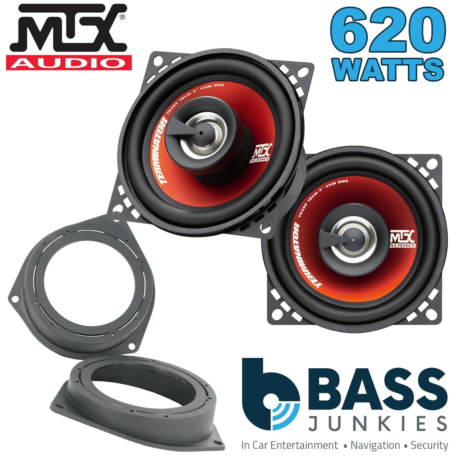 MTX TR40C 100mm/10cm/4" 2-Way Coaxial Car speakers (Per Pair Max 620|90 watts RMS) Fits Ford KA 2009-16