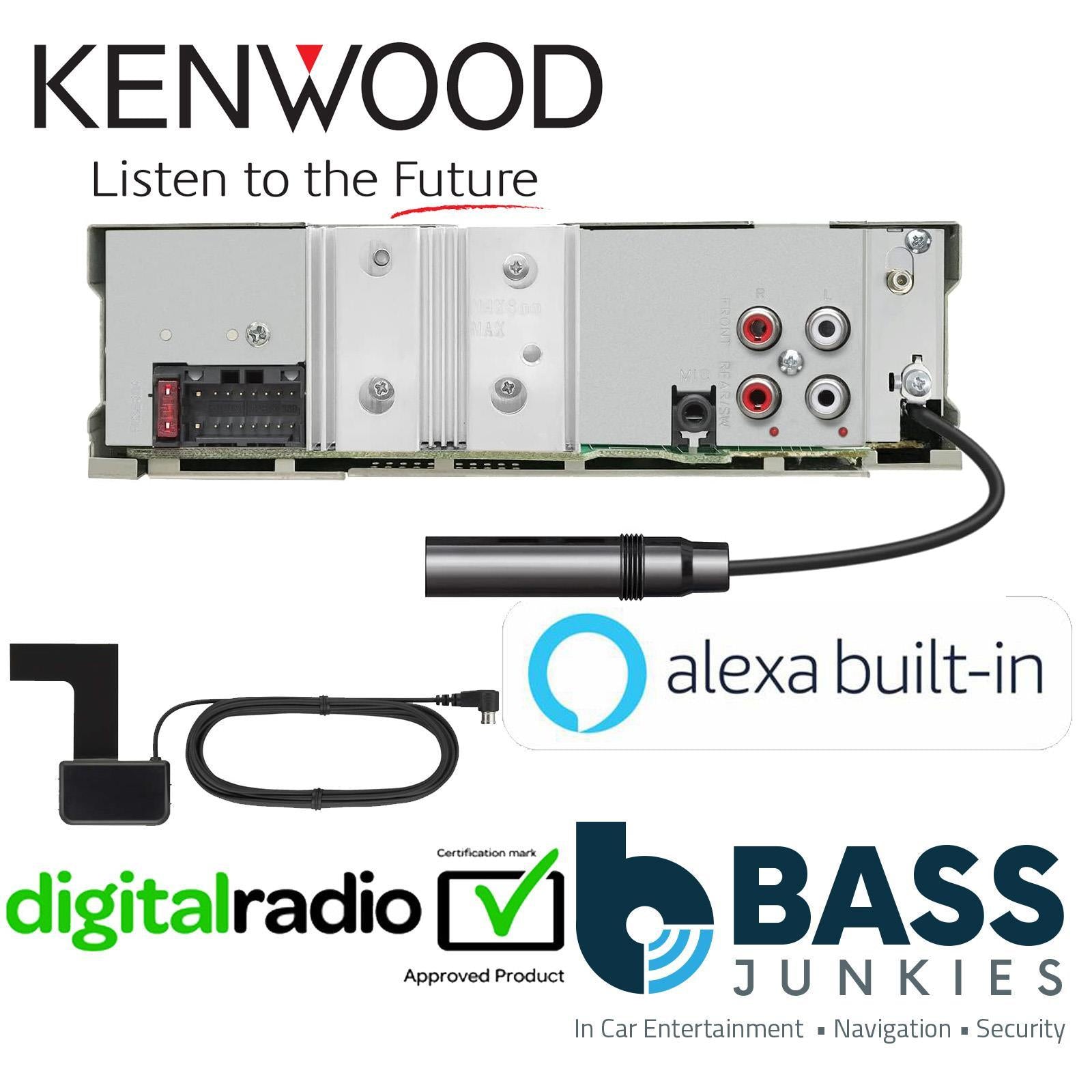 Kenwood KDC-BT760DAB - CD/MP3 DAB+ Bluetooth USB Alexa iphone 50 x 4 Watts Car Stereo Player & DAB Aerial