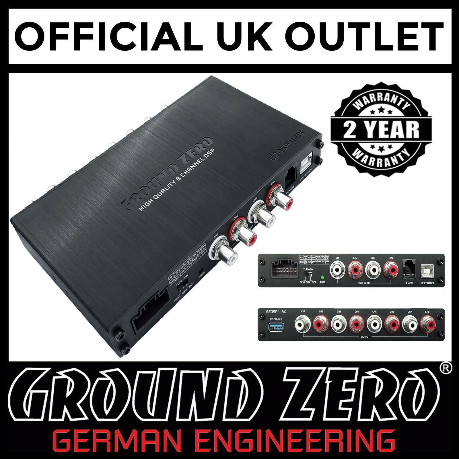 Ground Zero GZDSP 4-8X 8-Channel Car Amplifier Digital Sound Processor
