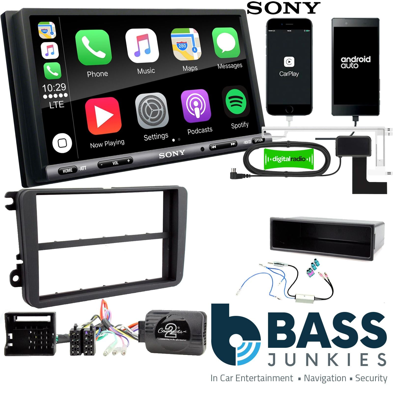 Sony 6.95" Screen Double Din + Fitting Kit - to fit VW Passat 2005-15 | VW Golf 2003-13 | VW Touran 2003-15 | VW Transporter 2009-15 | VW Polo 2009-14 | VW Jetta 2005-15 | VW EOS 2006-16 | VW Tiguan 2007-15 | VW Scirocco 2008-15 | VW Amarok 2009-16