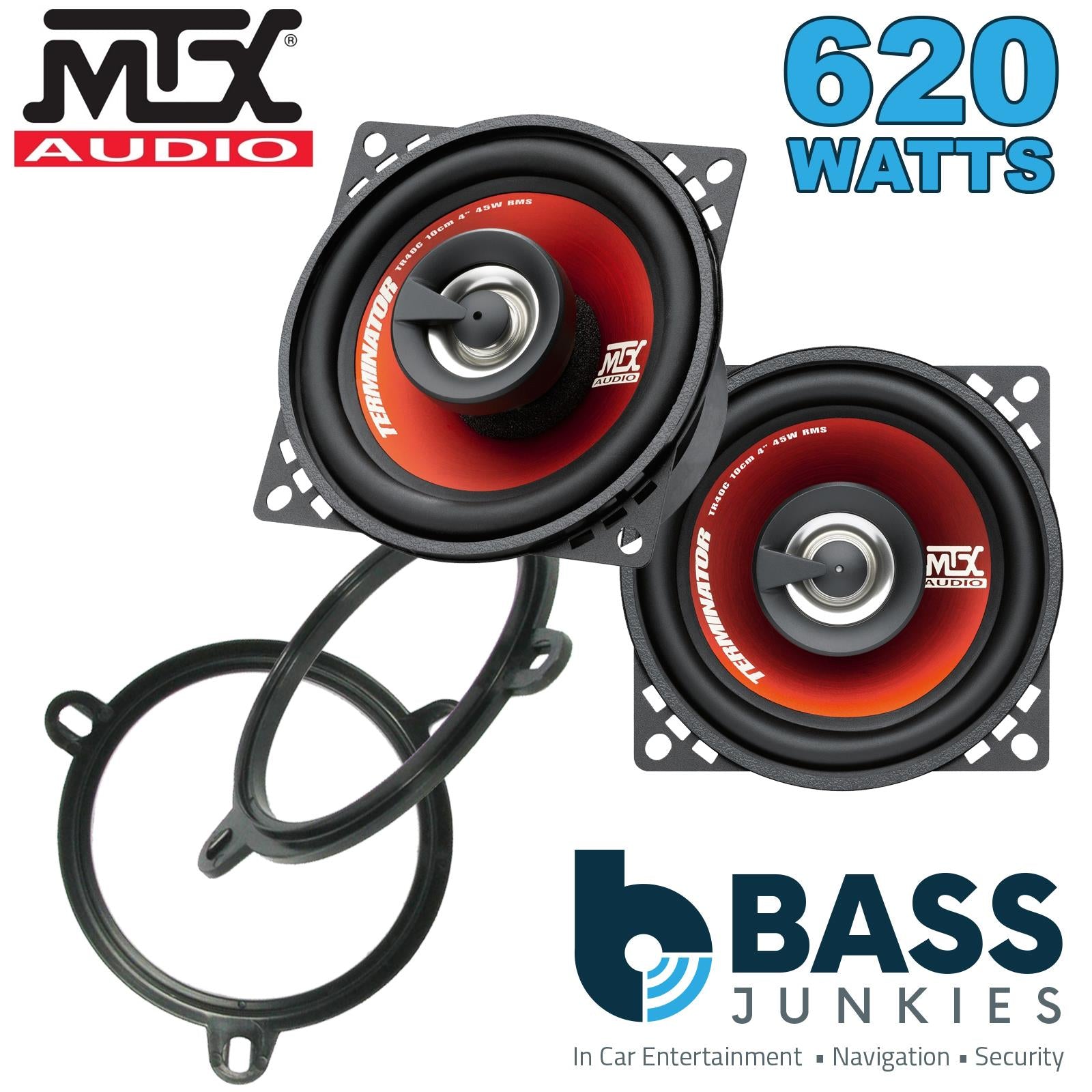MTX TR40C 100mm/10cm/4" 2-Way Coaxial Car speakers (Per Pair Max 620|90 watts RMS) Fits Honda HR-V 2001-05