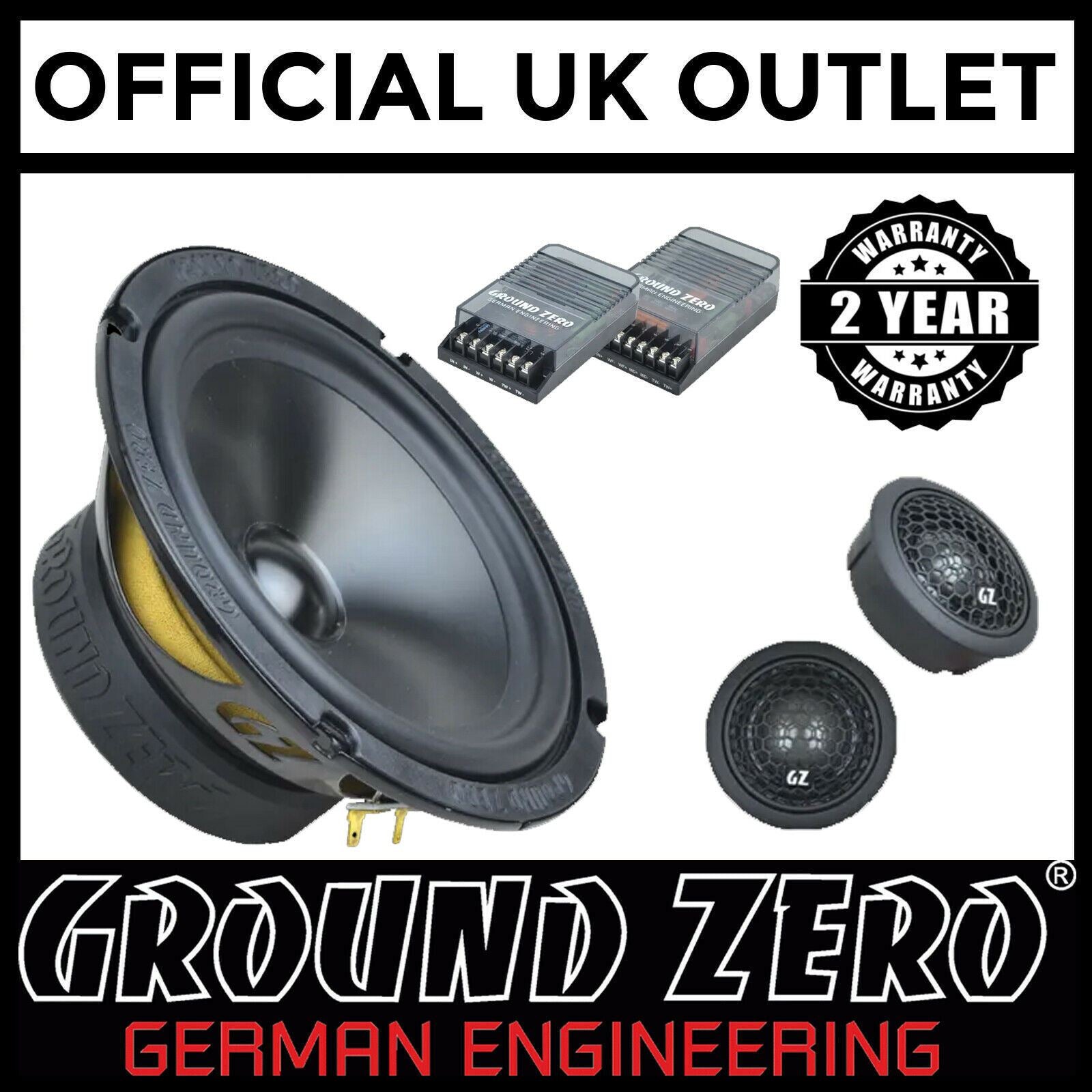 Ground Zero Radioactive GZRC 165.2SQ - 6.5" 120W 2 Way Component Car Speakers