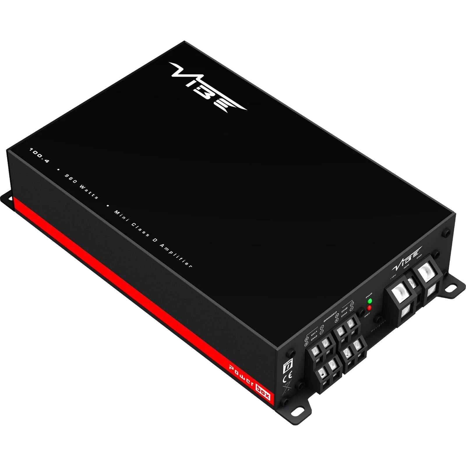 Vibe POWERBOX 100.4M 4 Channel 960 Watts Amplifier Compact Micro Class D (4x 100w @ 4ohms | 4x 120w @ 2Ohms | 2x 240w & 4Ohms Bridged) Frequency Response - 20Hz - 20kHz