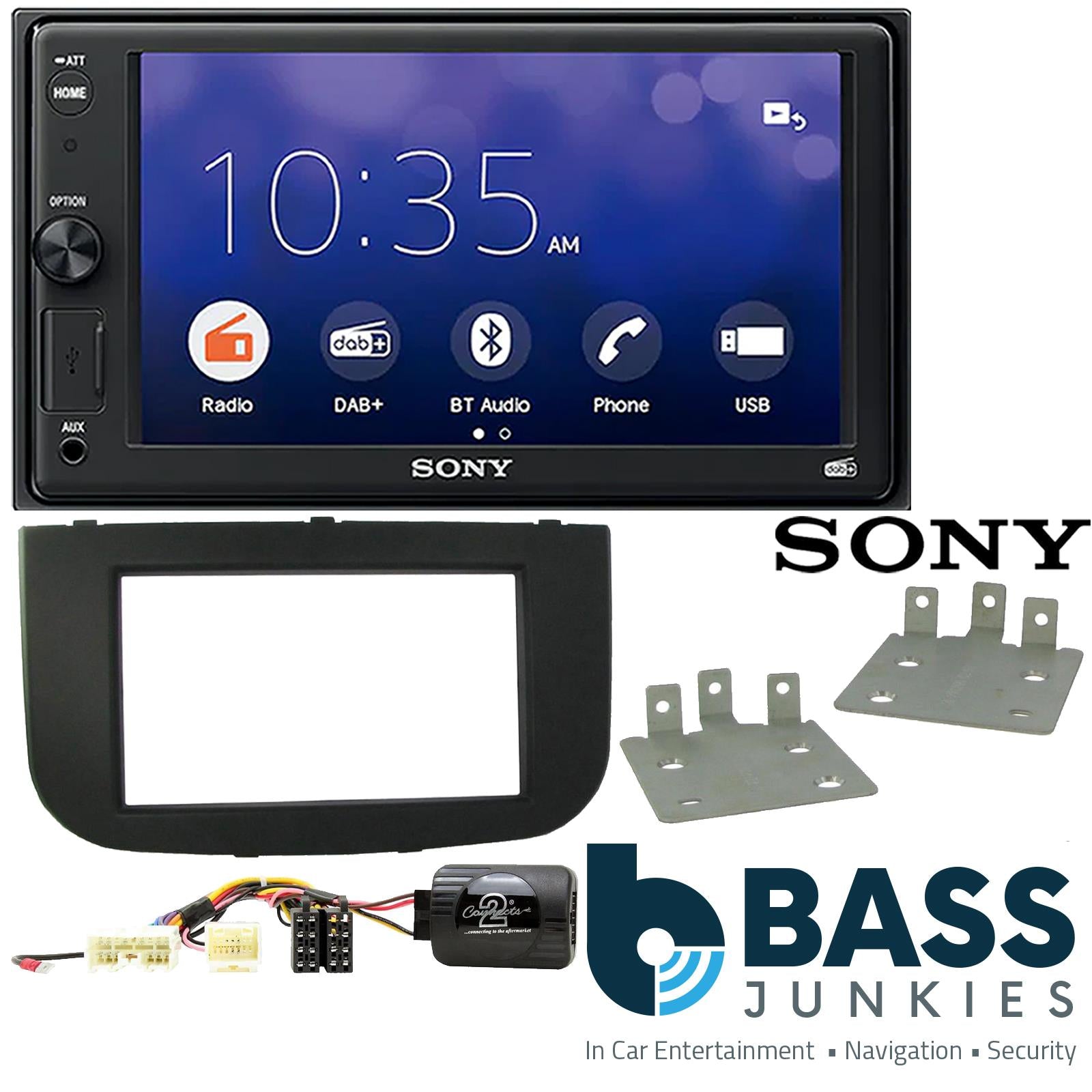 SONY XAV-1550D DAB+ Smart Bluetooth Car Radio + Stereo fitting kit + Steering Wheel Controls Loom for Mitsubishi Colt 2009-2012